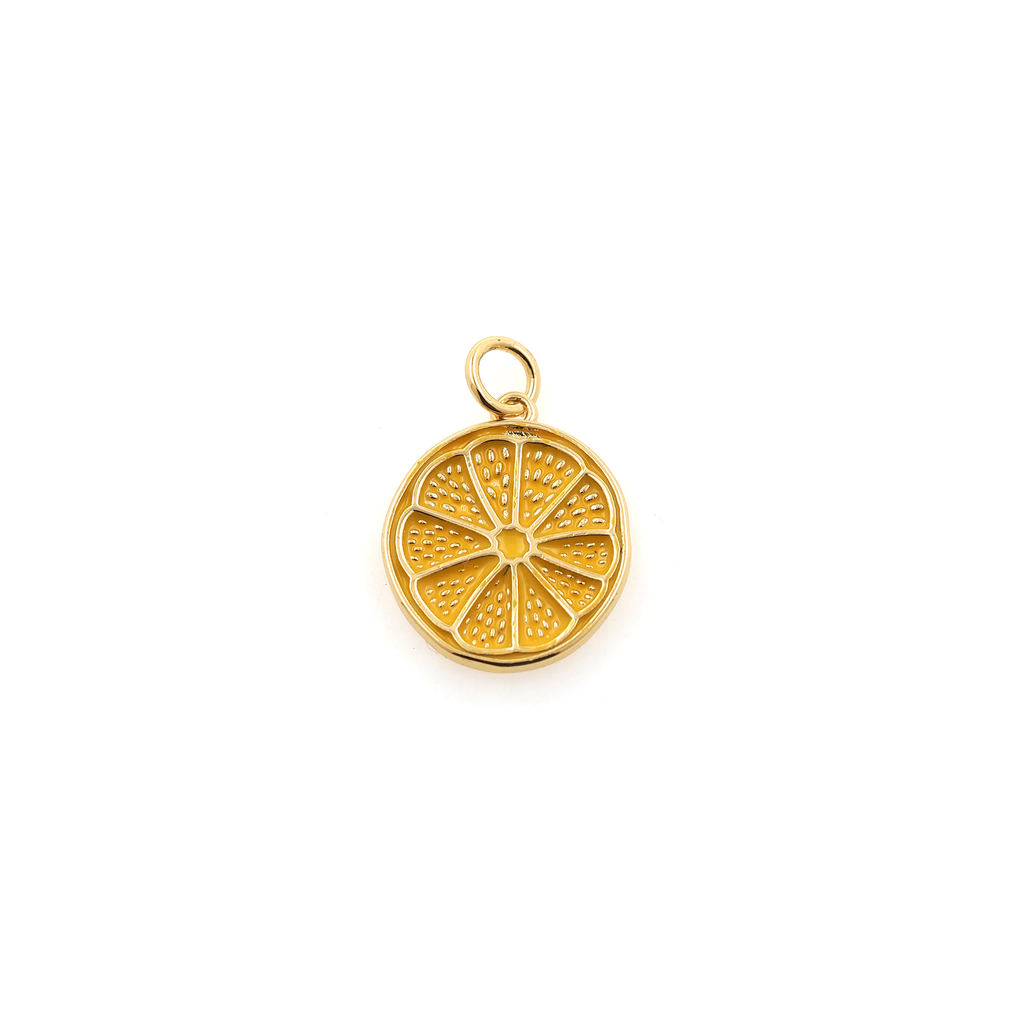 18K Gold Filled Orange Pendant,Fruit Charm,Enamel Lemon Earrings Necklace for DIY Jewelry Making Supply