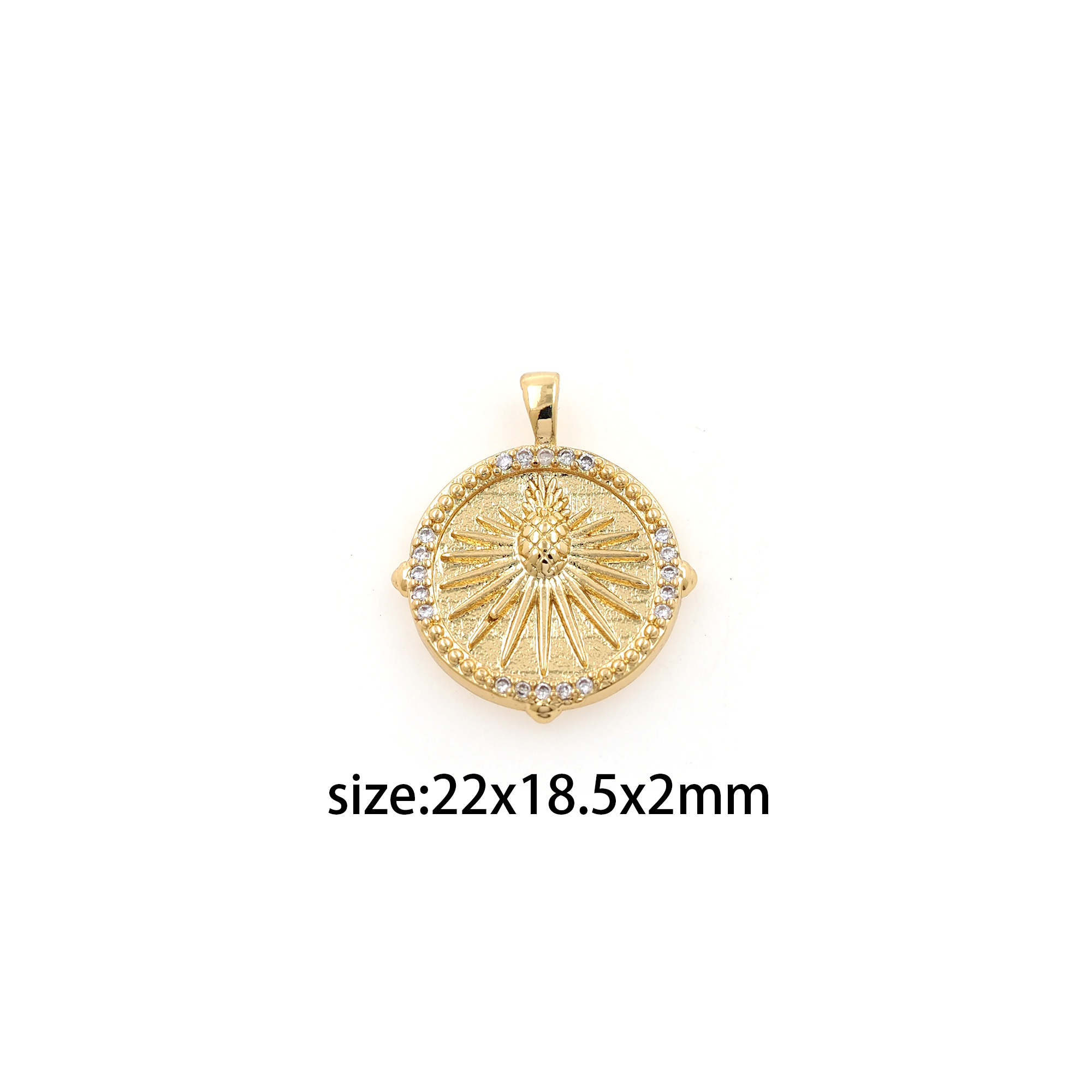 18K Gold Filled Pineapple Pendant,CZ Micro Pave Fruit Charm Earrings Necklace for DIY Jewelry Making Supply