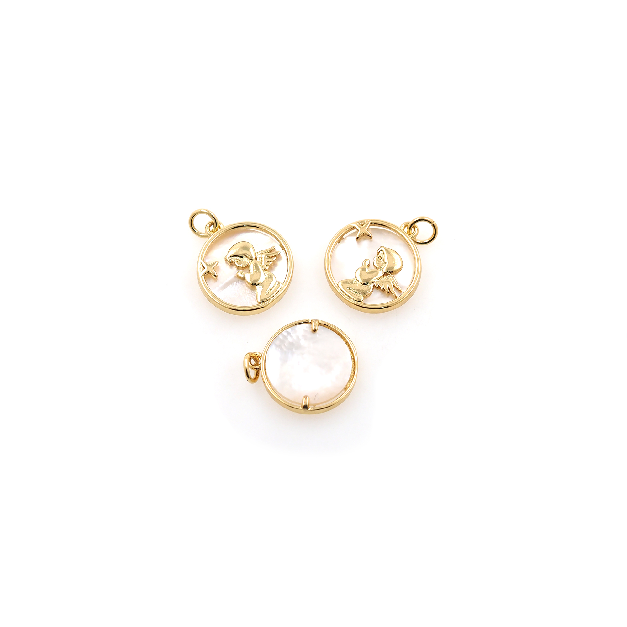 18K Gold Filled Angel Pendant,Dainty Angel Charm Earrings Necklace for DIY Jewelry Making Supply