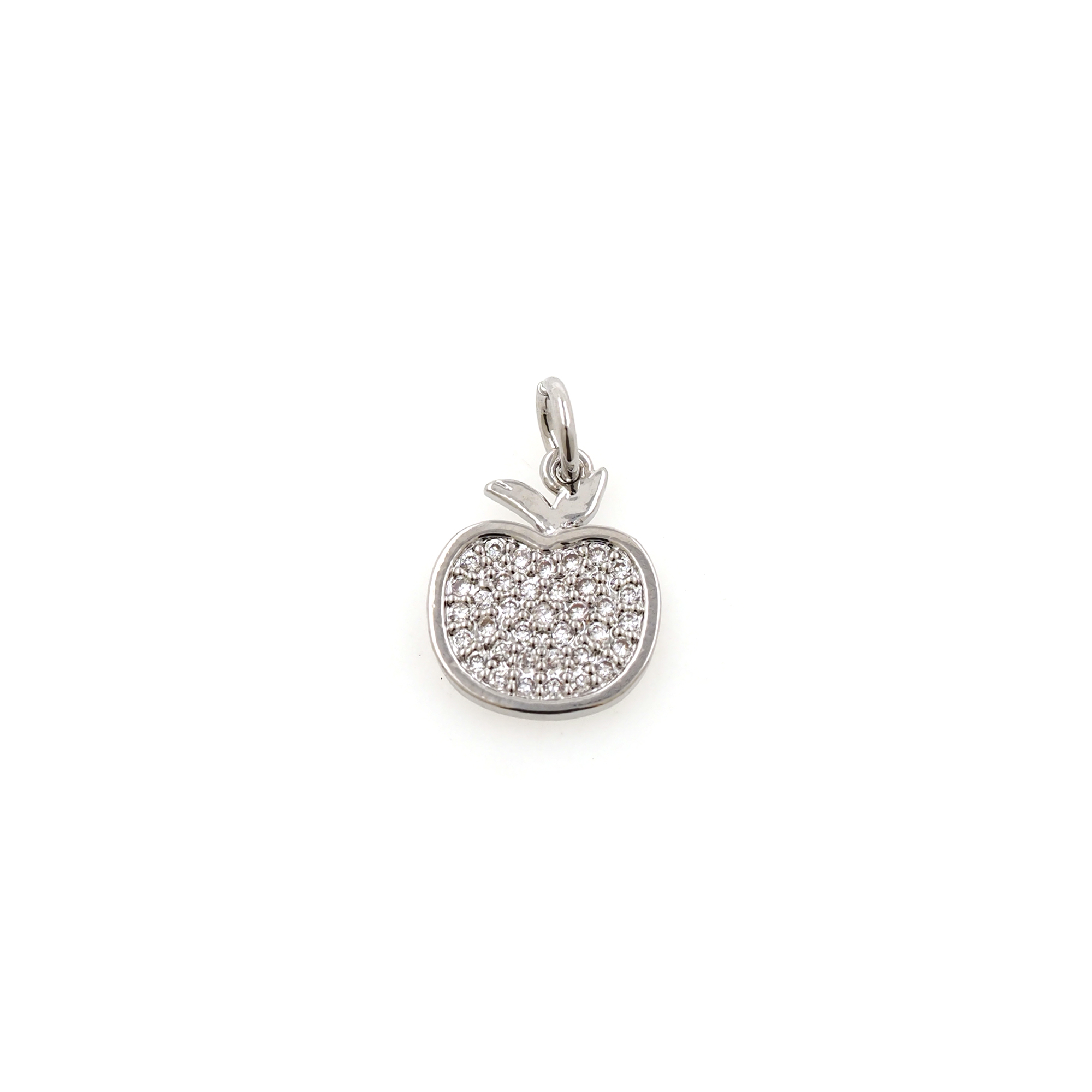 18K Gold Filled Apple Pendant,Fruit Charm,CZ Micro Pave Apple Earrings Necklace for DIY Jewelry Making Supply