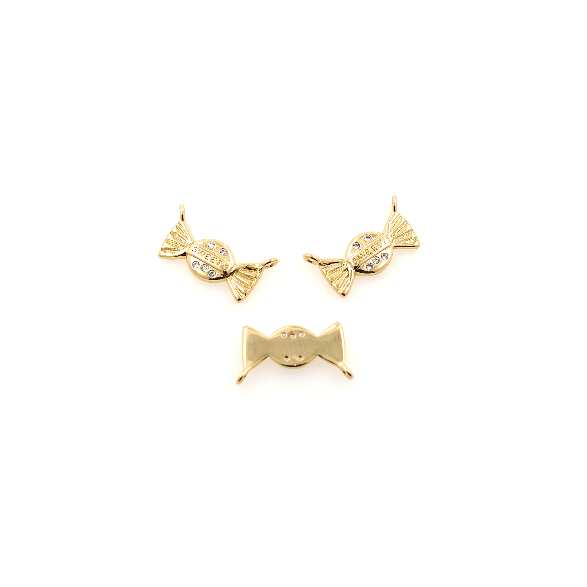 18K Gold Filled Candy Pendant,CZ Micro Pave Candy Charm Earrings Necklace for DIY Jewelry Making Supply