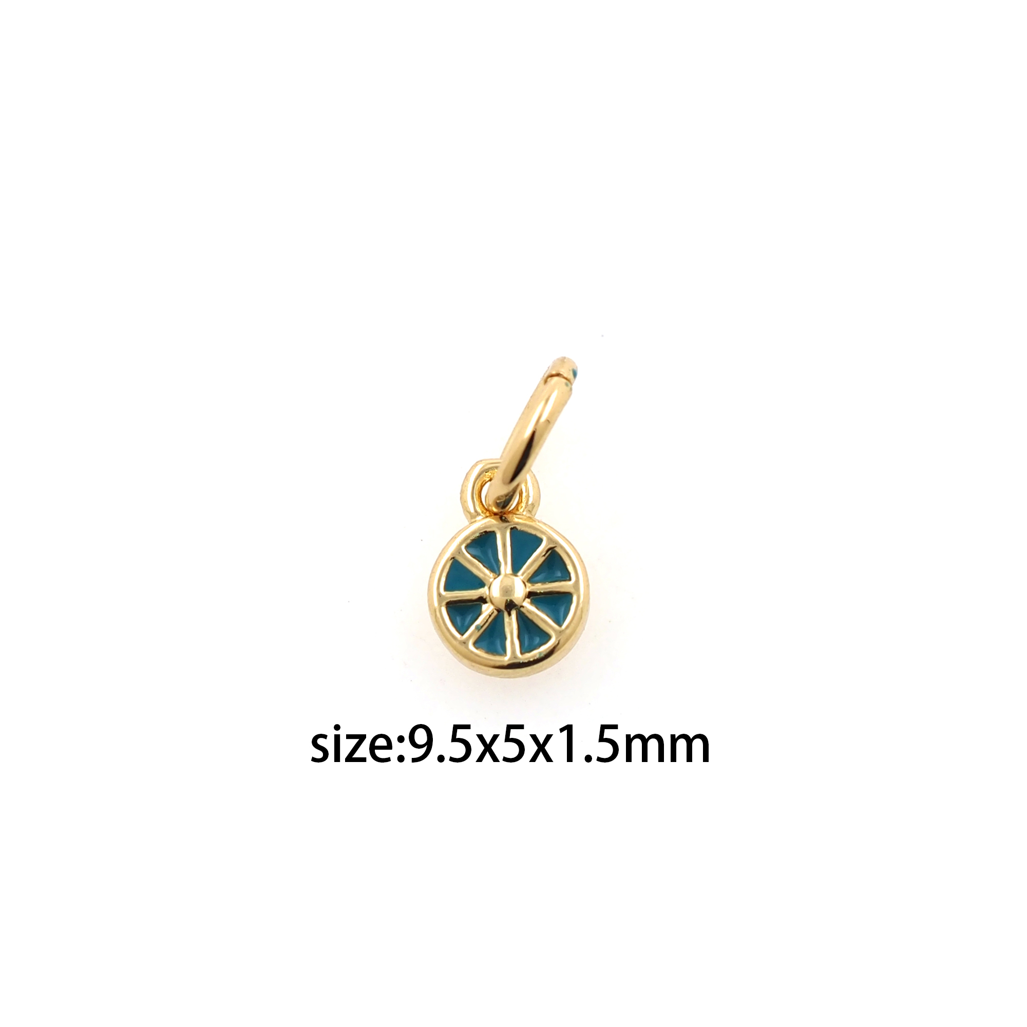 18K Gold Filled Orange Pendant,Tiny Fruit Charm,Enamel Lemon Earrings Necklace for DIY Jewelry Making Supply