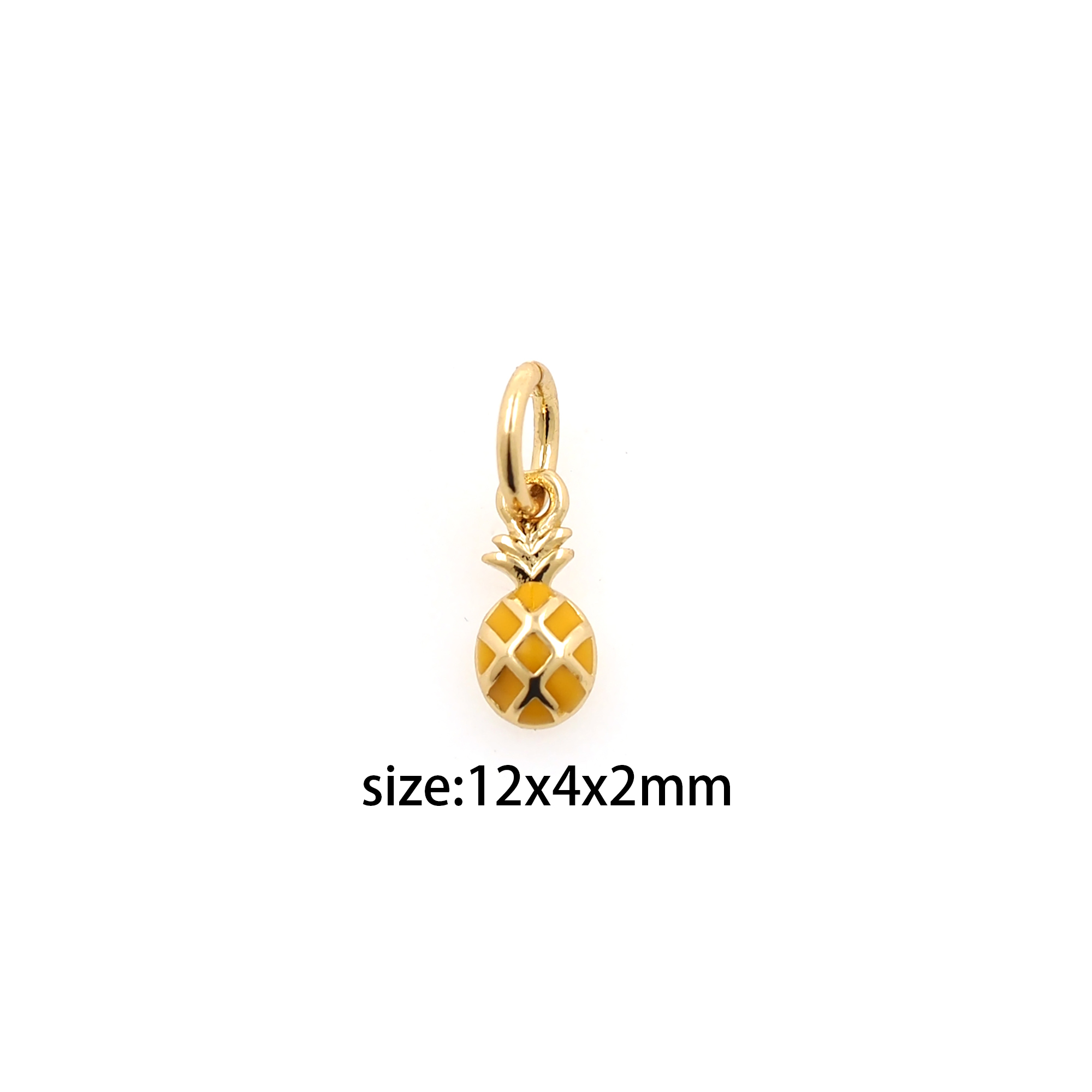 18K Gold Filled Pineapple Pendant,Enamel Tiny Fruit Charm Earrings Necklace for DIY Jewelry Making Supply