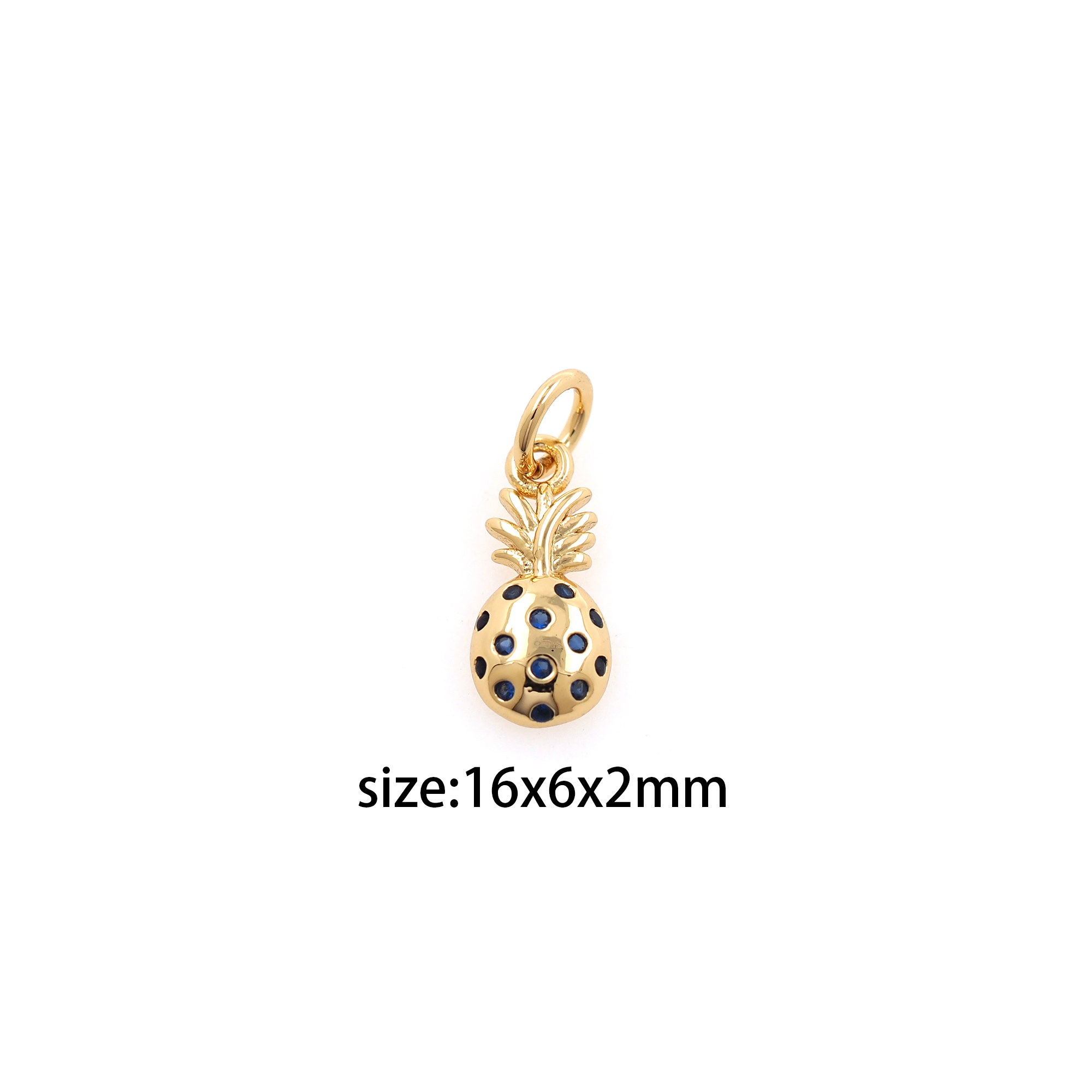 18K Gold Filled Pineapple Pendant,CZ Micro Pave Fruit Charm Earrings Necklace for DIY Jewelry Making Supply