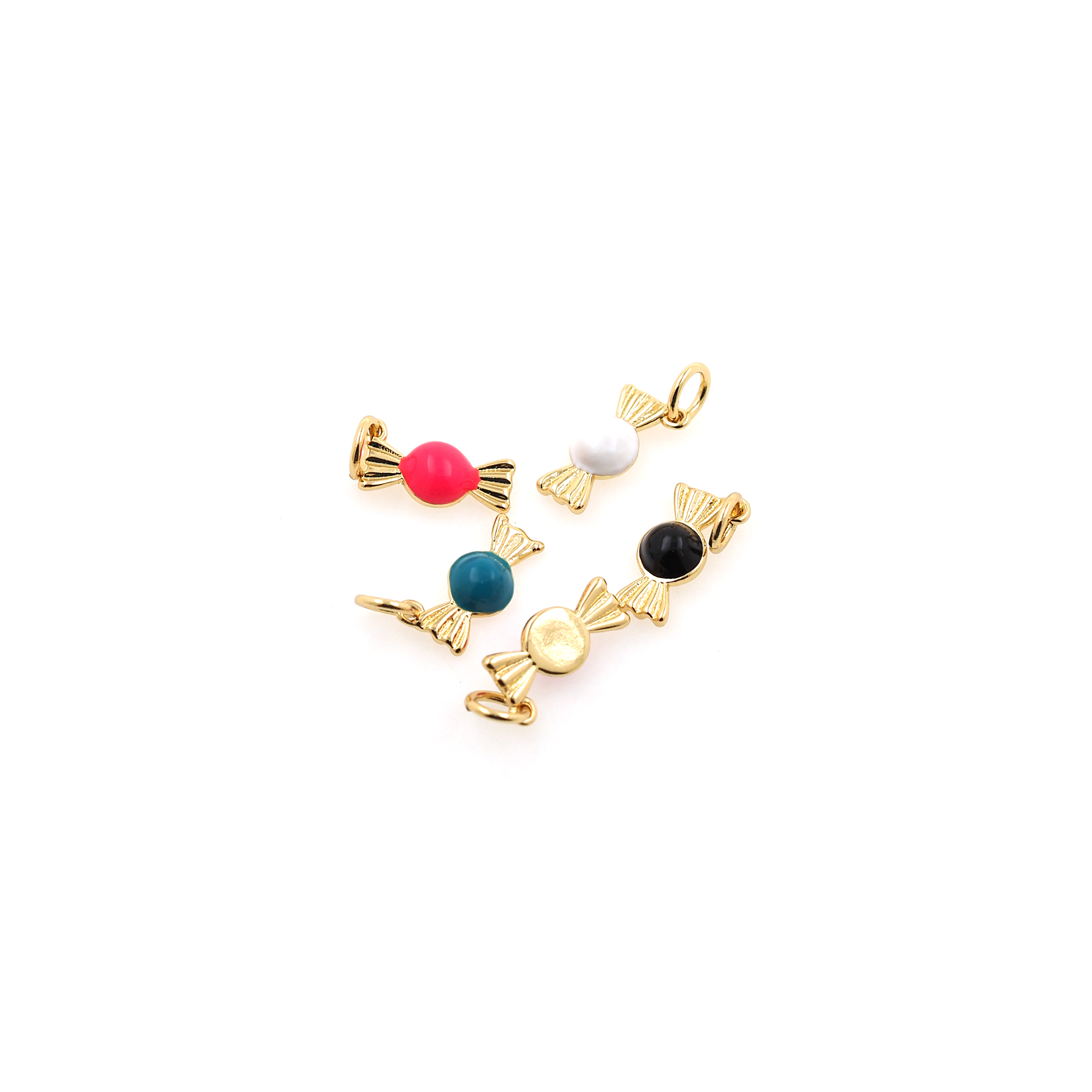 18K Gold Filled Candy Pendant,Enamel Candy Charm Earrings Necklace for DIY Jewelry Making Supply