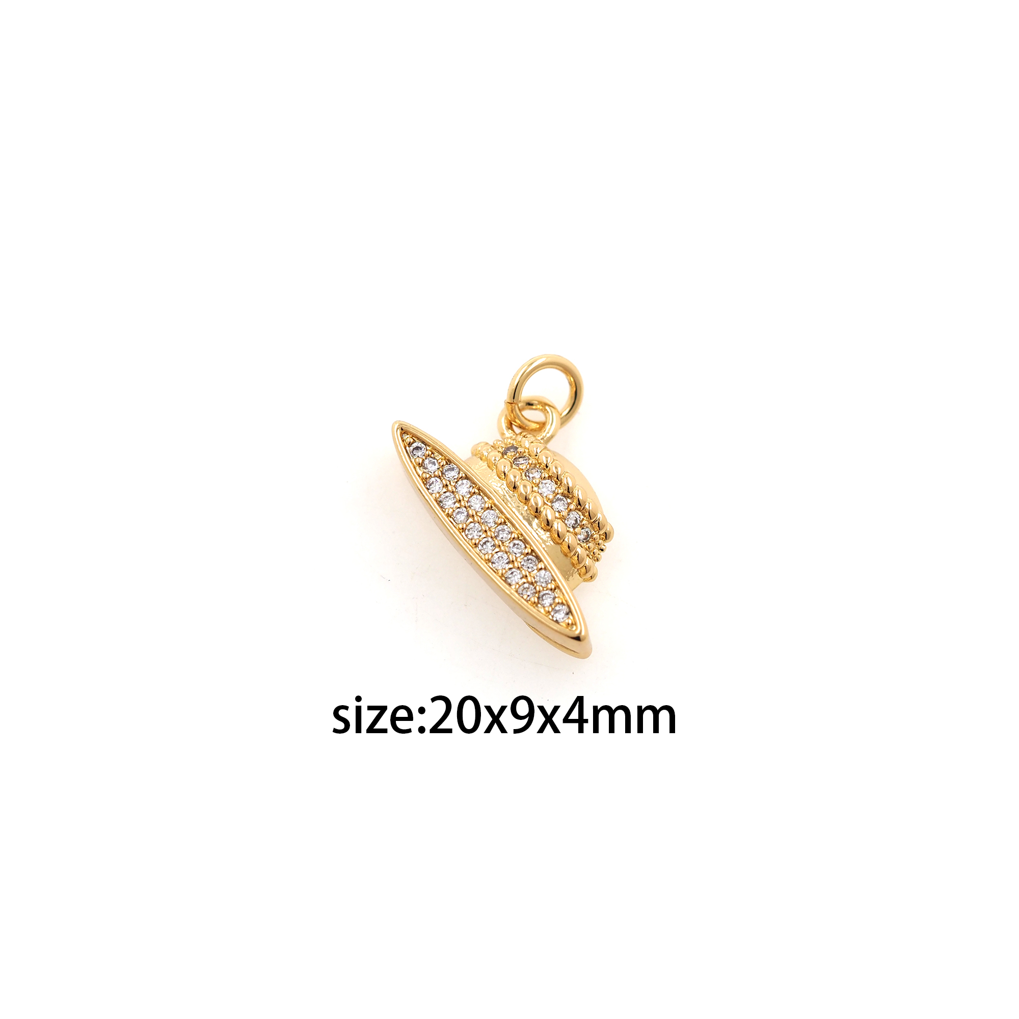 18K Gold Filled Hat Pendant,CZ Micro Pave Hat Charm Earrings Necklace for DIY Jewelry Making Supply