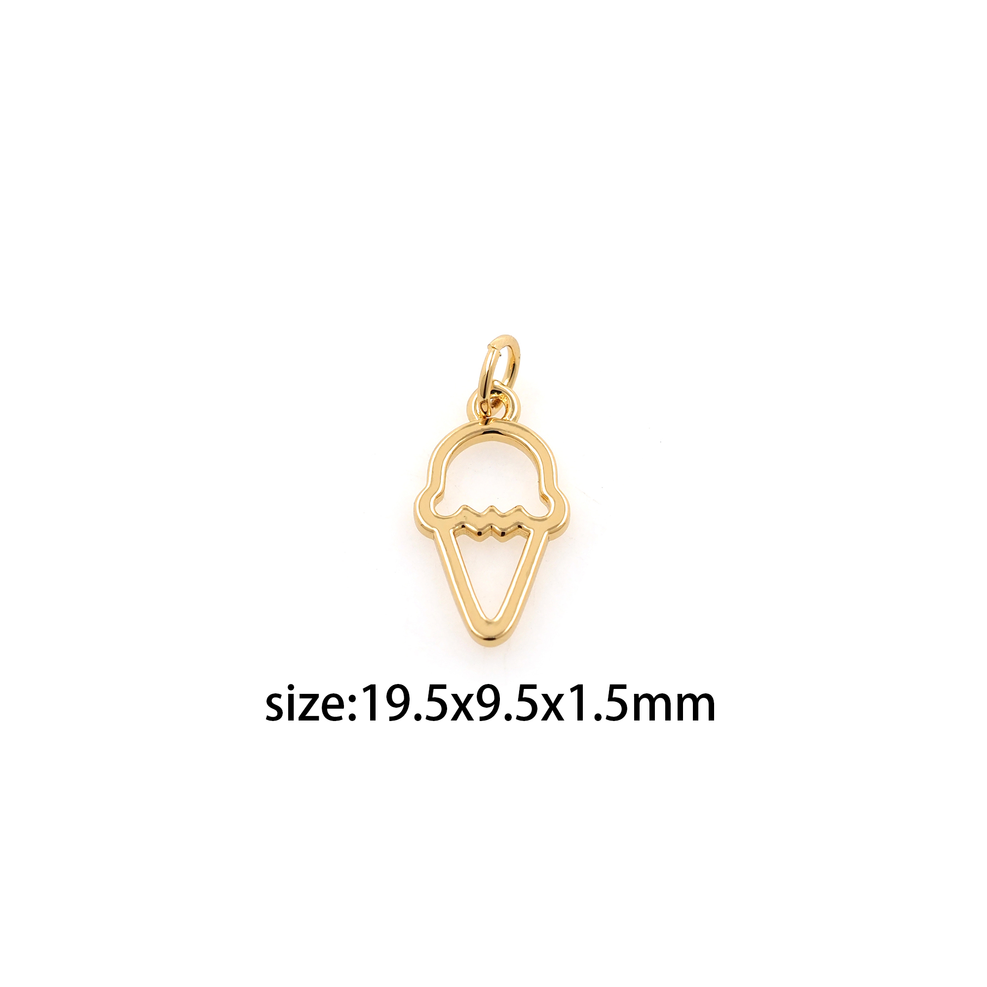 18K Gold Filled Ice Cream Pendant,Dainty Ice Cream Charm Earrings Necklace for DIY Jewelry Making Supply