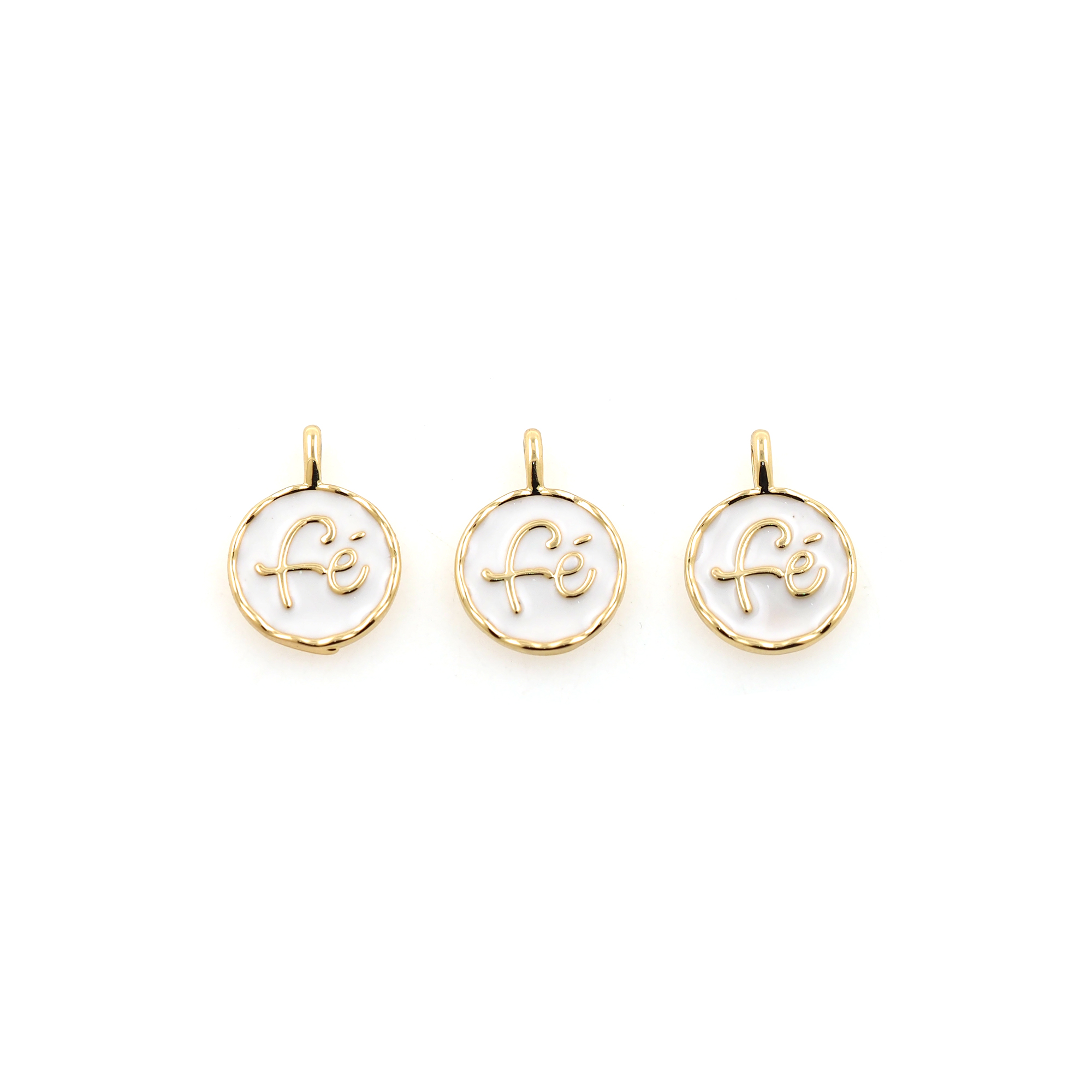 18K Gold Filled Round Fe Pendant,Enamel Fe Charm Earrings Necklace for DIY Jewelry Making Supply