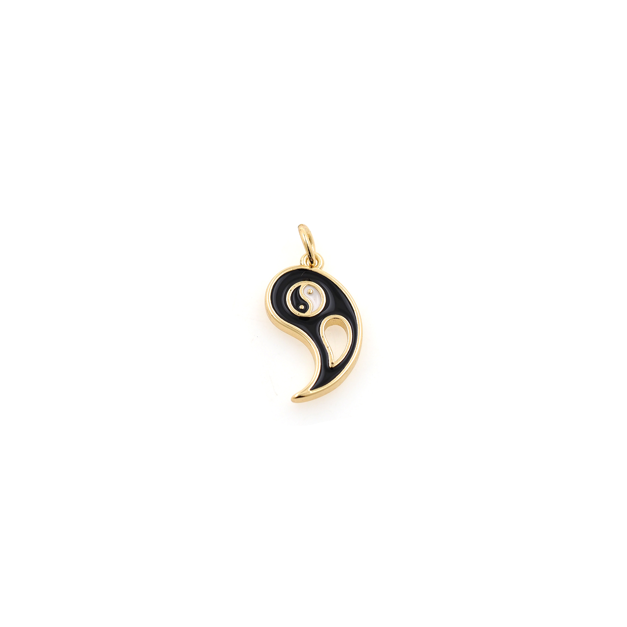 18K Gold Filled Yin Yang Pendant,Enamel Gossip Charm Earrings Necklace for DIY Jewelry Making Supply
