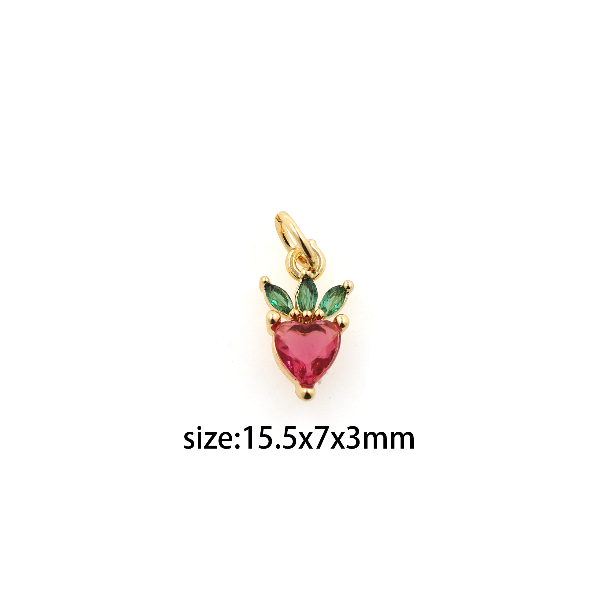 18K Gold Filled Radish Pendant,CZ Micro Pave Radish Charm Earrings Necklace for DIY Jewelry Making Supply