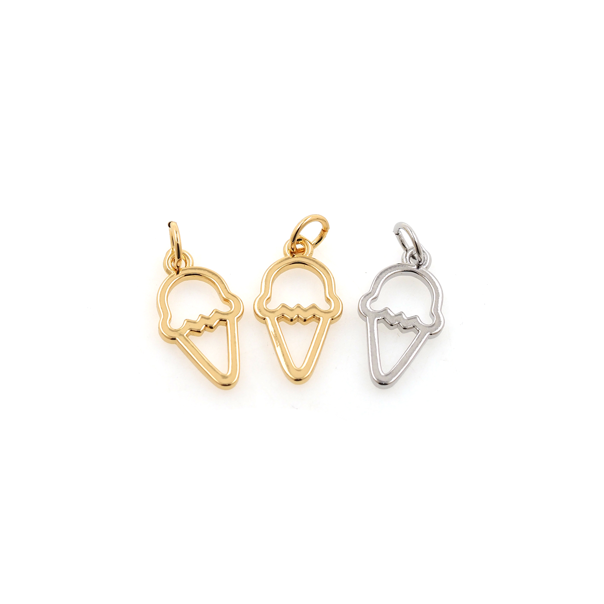 18K Gold Filled Ice Cream Pendant,Dainty Ice Cream Charm Earrings Necklace for DIY Jewelry Making Supply