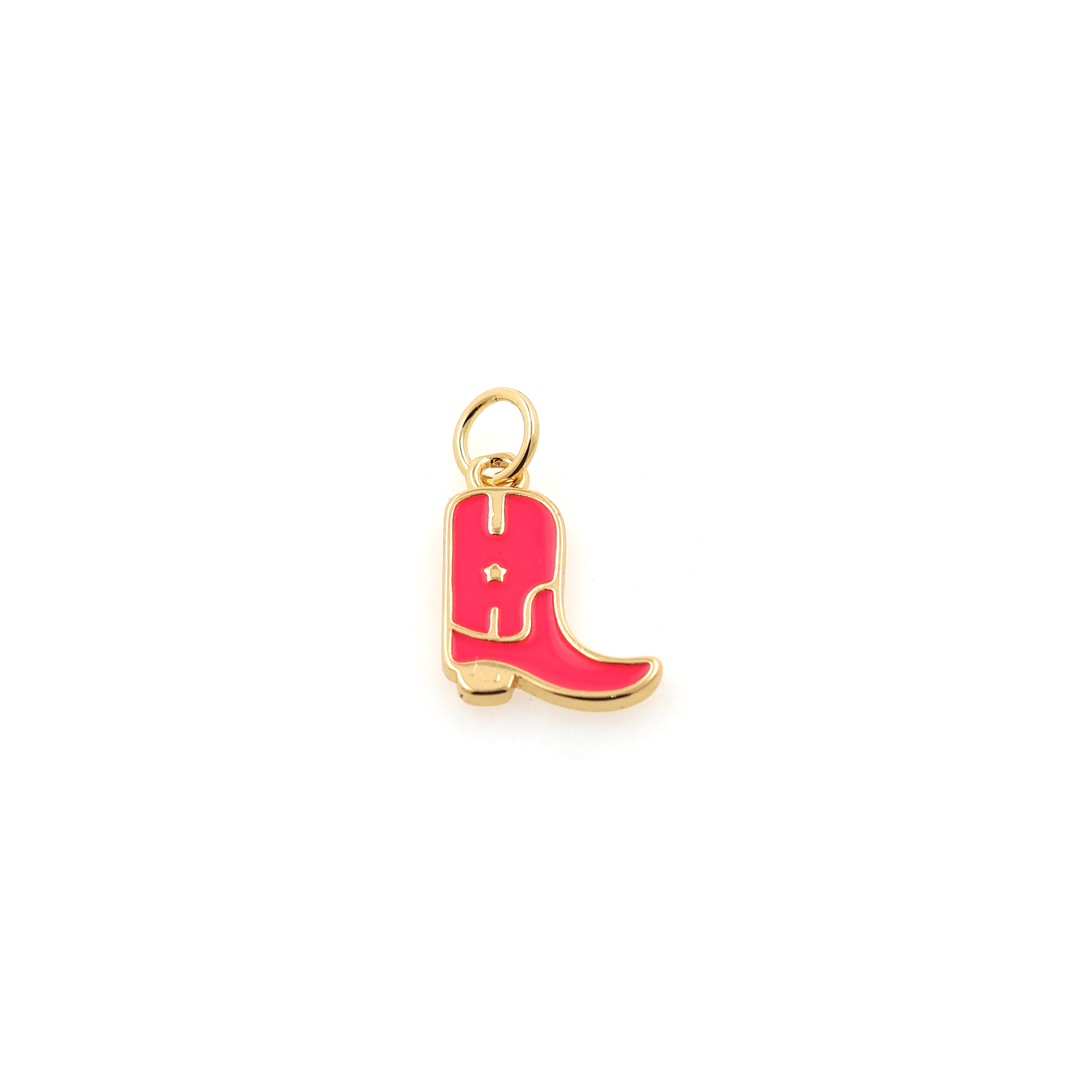 18K Gold Filled Boots Pendant,Enamel Boots Charm Earrings Necklace for DIY Jewelry Making Supply