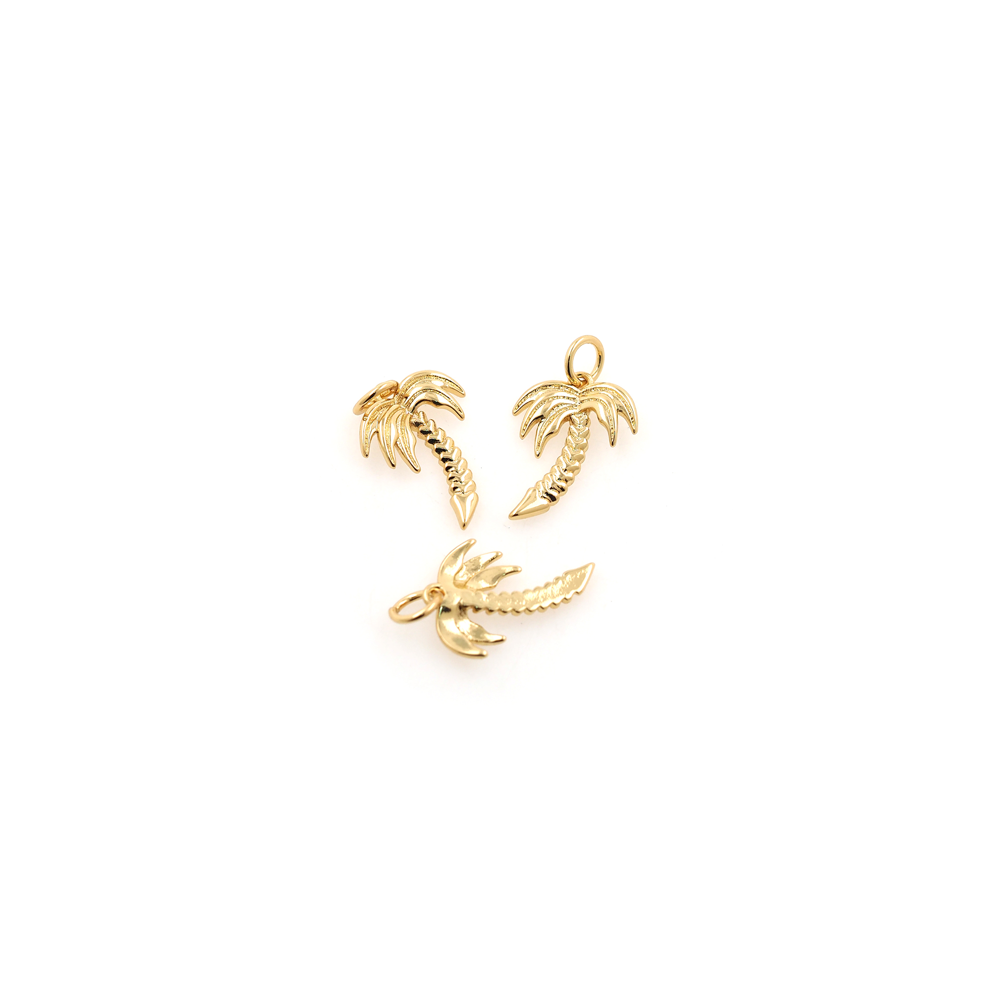 18K Gold Filled Coconut Tree Pendant,Dainty Palm Tree Charm Earrings Necklace for DIY Jewelry Making Supply
