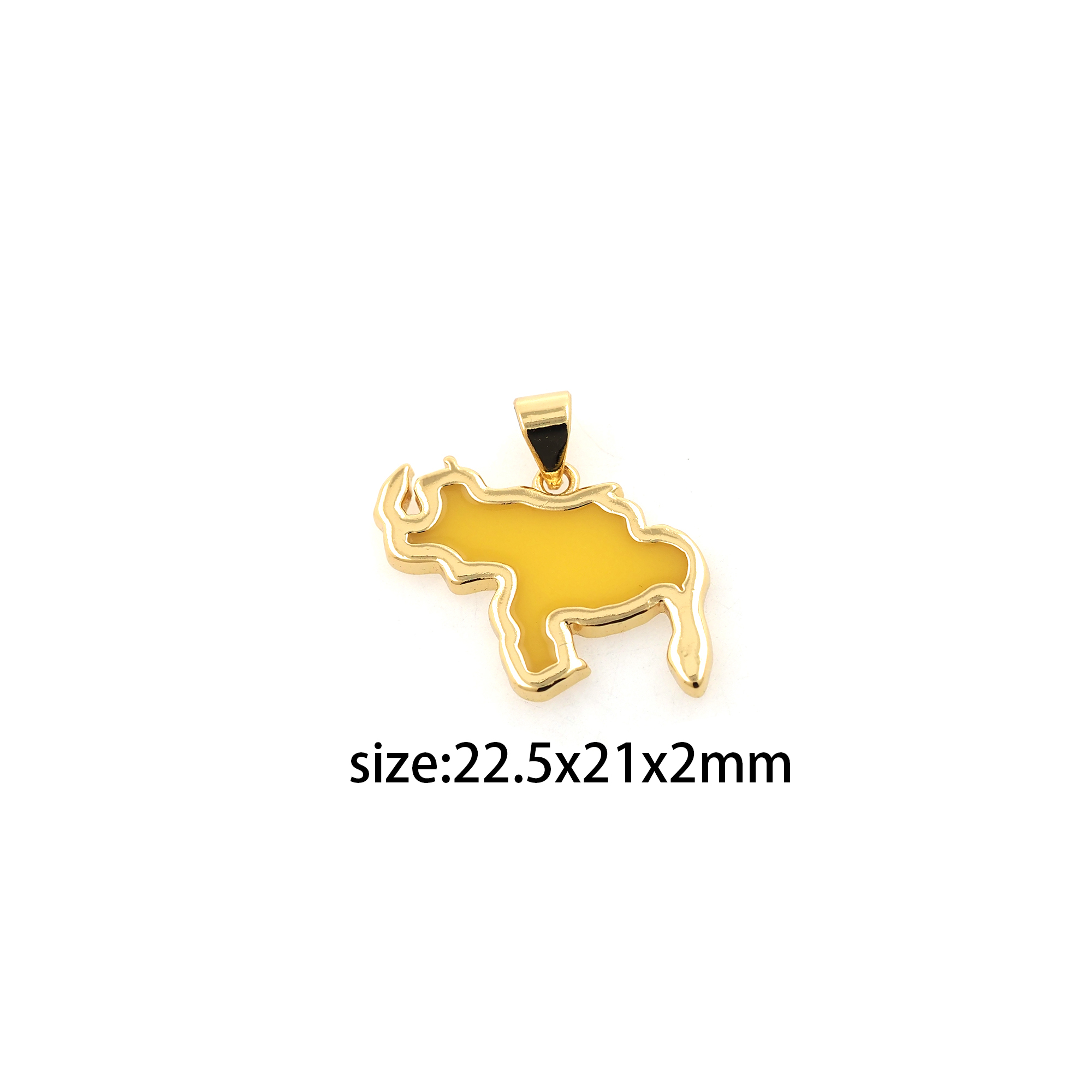 18K Gold Filled Rhino Pendant,Enamel Animal Charm Earrings Necklace for DIY Jewelry Making Supply