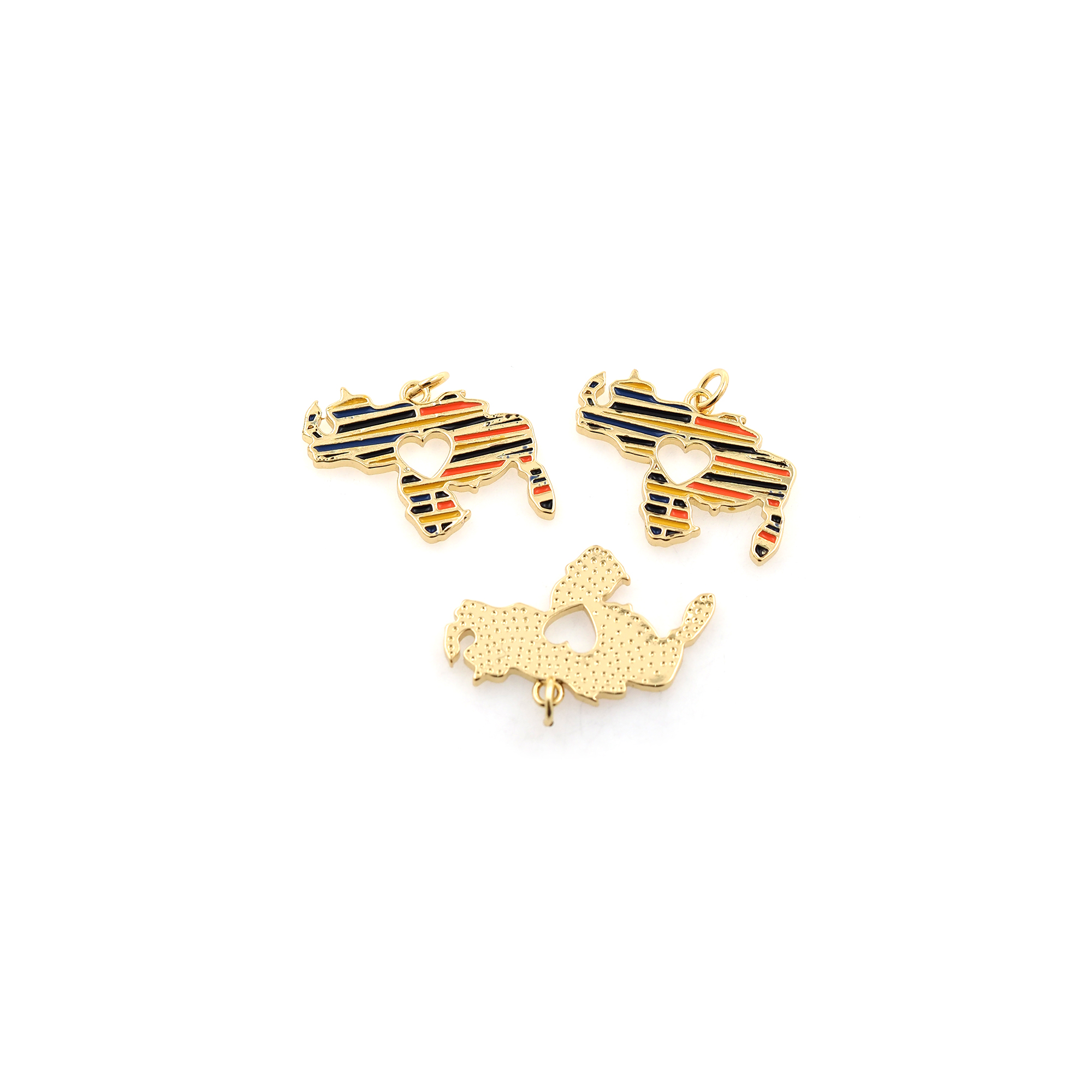 18K Gold Filled Rhino Pendant,Enamel Rhino Charm Earrings Necklace for DIY Jewelry Making Supply