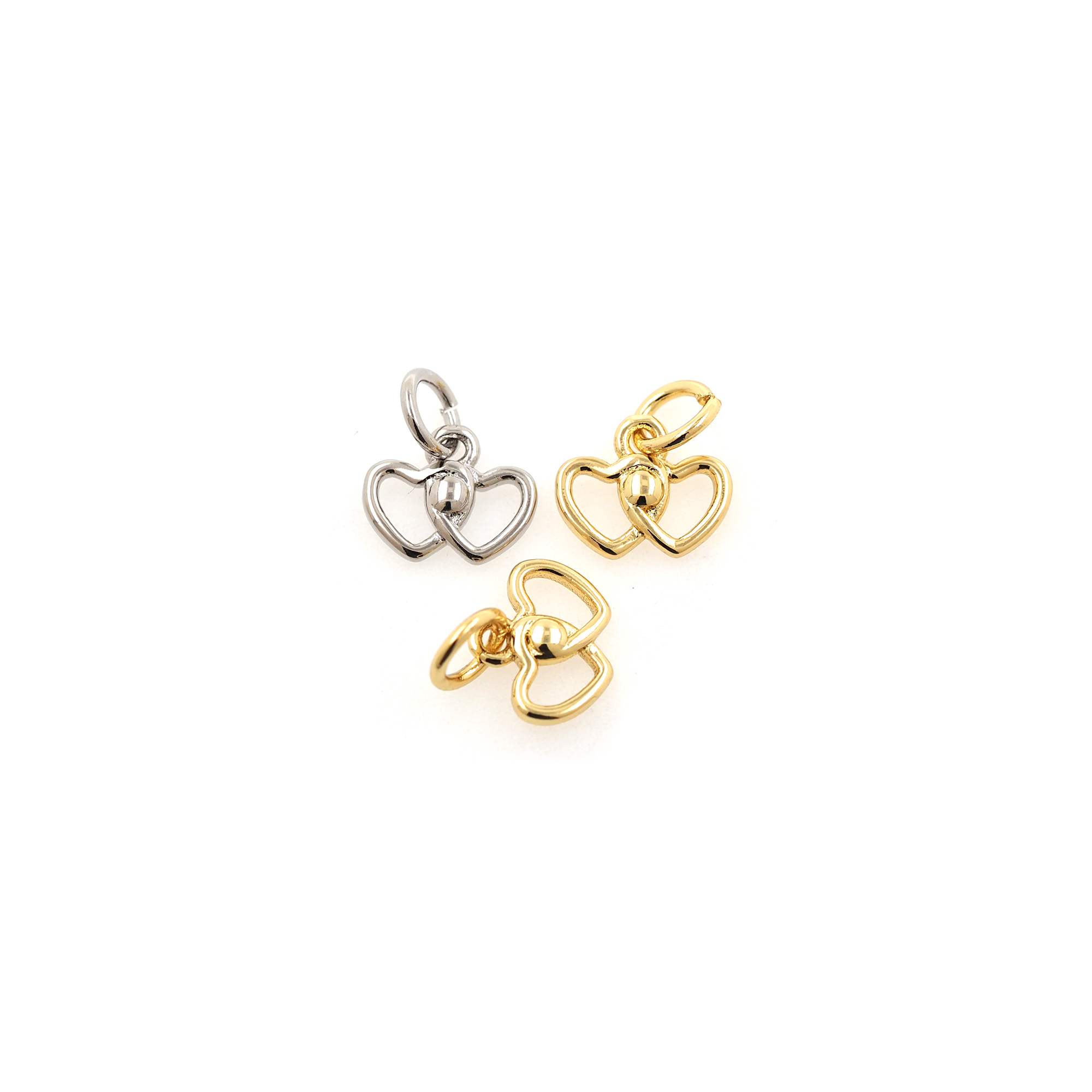 18K Gold Filled Heart Pendant,Dainty Heart Charm Earrings Necklace for DIY Jewelry Making Supply