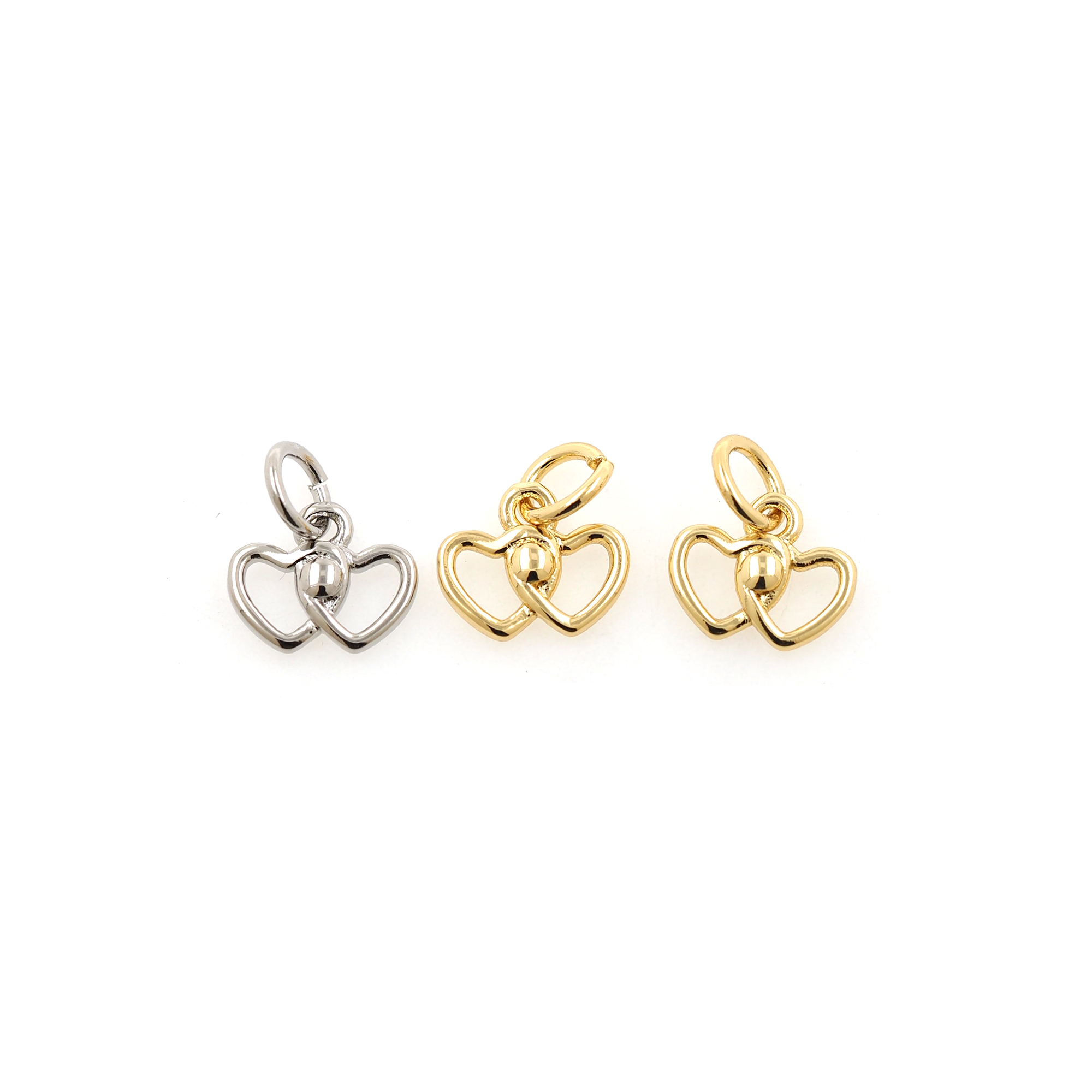 18K Gold Filled Heart Pendant,Dainty Heart Charm Earrings Necklace for DIY Jewelry Making Supply