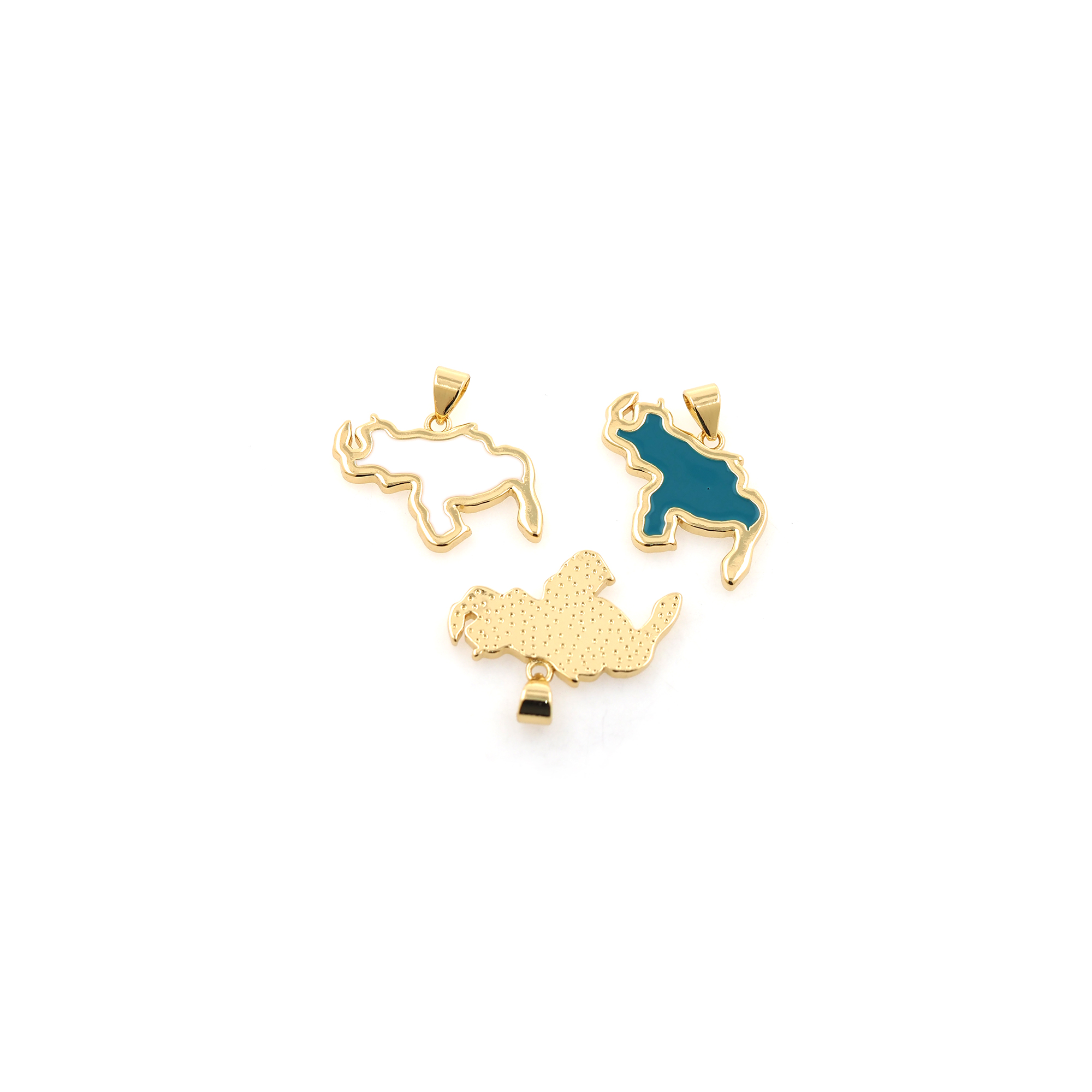 18K Gold Filled Rhino Pendant,Enamel Animal Charm Earrings Necklace for DIY Jewelry Making Supply