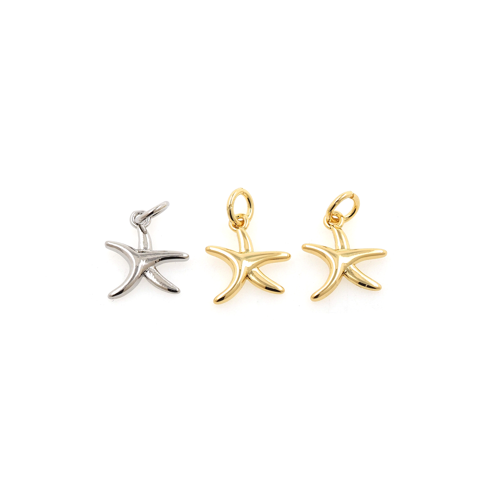 18K Gold Filled Starfish Pendant,Starfish Charm Earrings Necklace for DIY Jewelry Making Supply