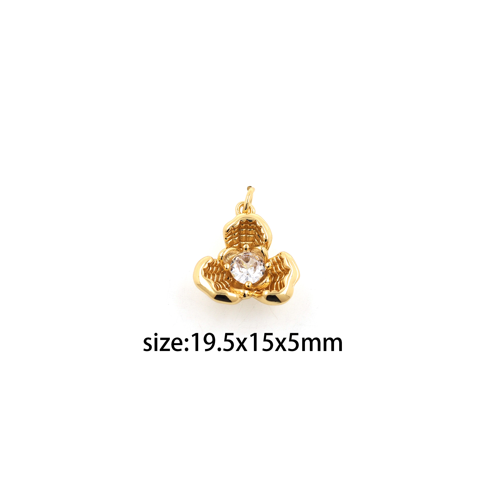 18K Gold Filled Flower Pendant,CZ Micro Pave Flower Charm Earrings Necklace for DIY Jewelry Making Supply