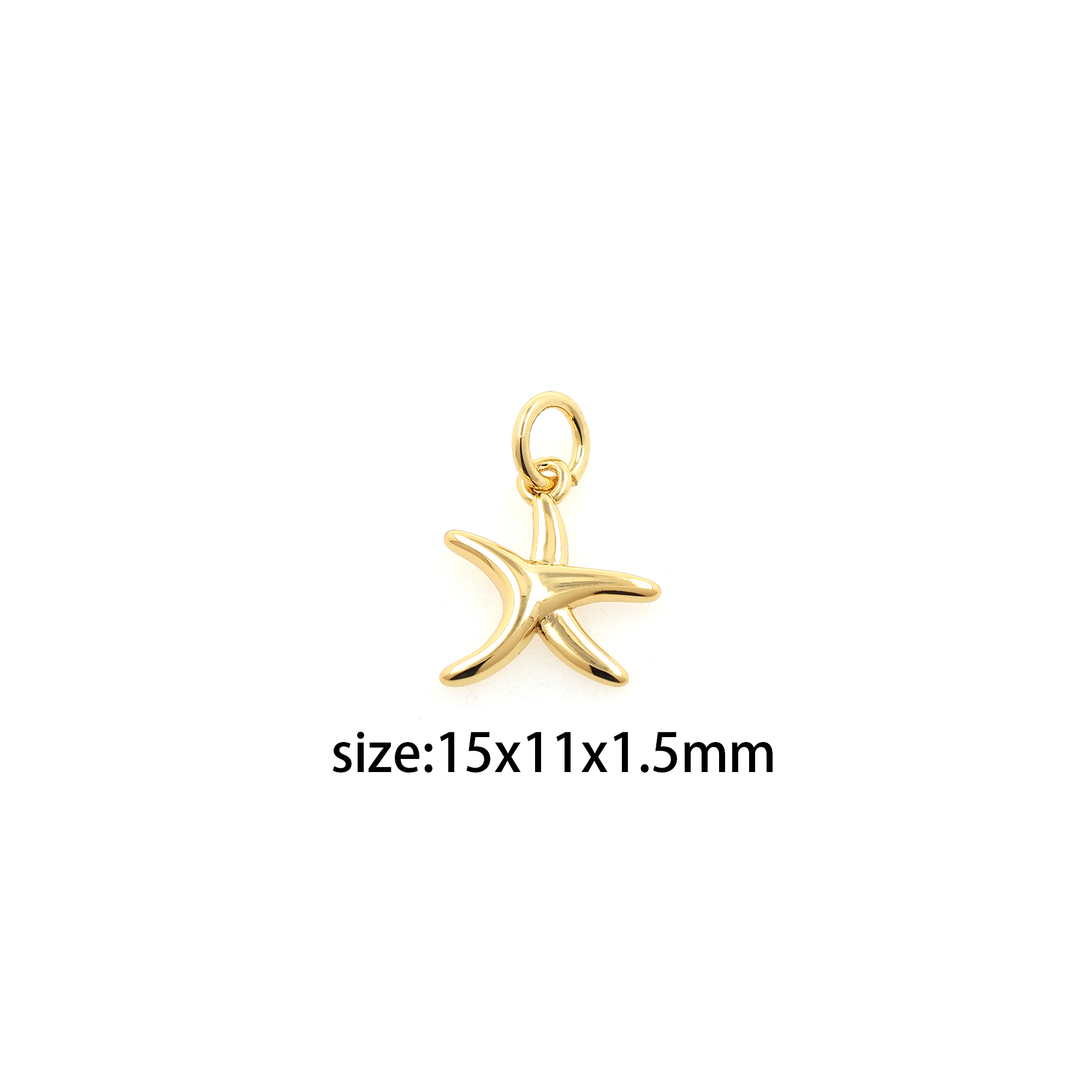 18K Gold Filled Starfish Pendant,Starfish Charm Earrings Necklace for DIY Jewelry Making Supply