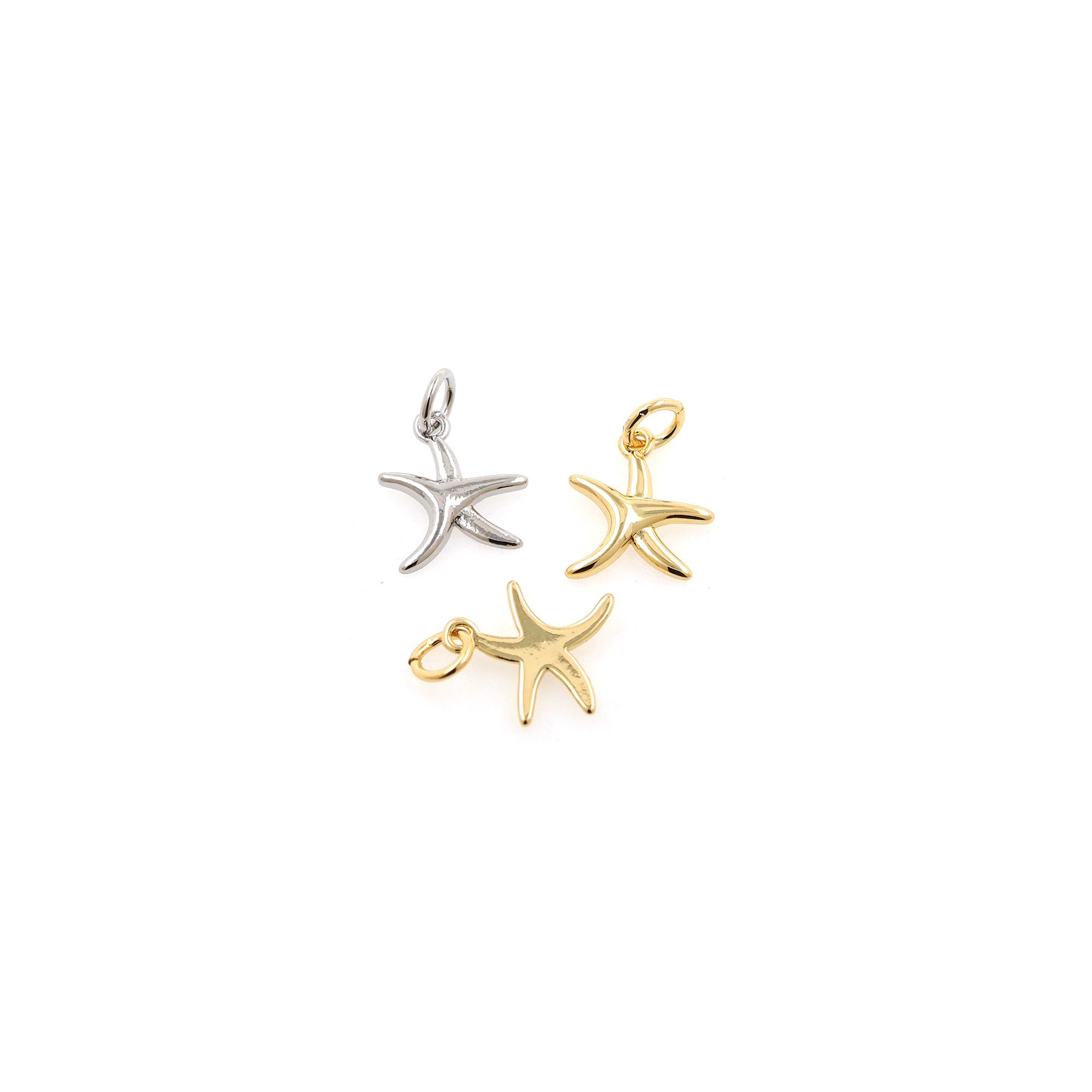 18K Gold Filled Starfish Pendant,Starfish Charm Earrings Necklace for DIY Jewelry Making Supply