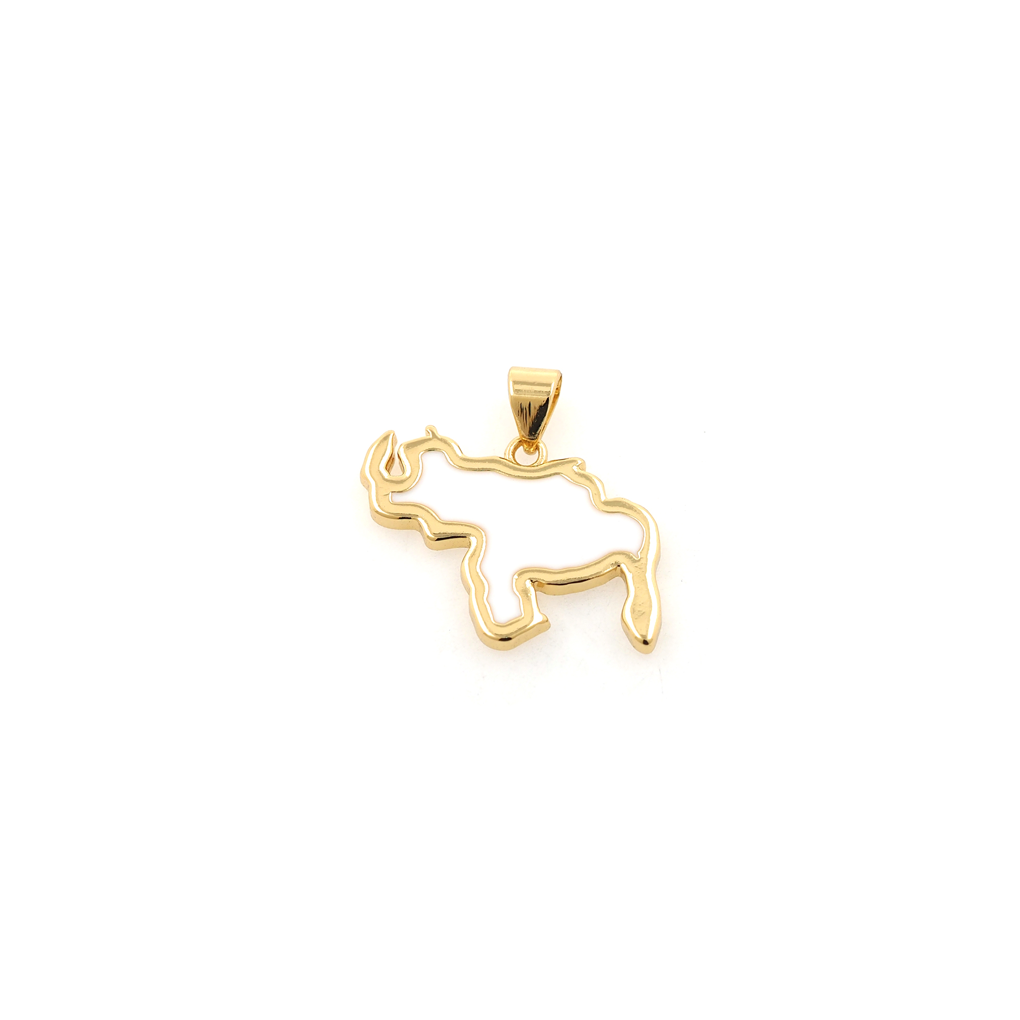 18K Gold Filled Rhino Pendant,Enamel Animal Charm Earrings Necklace for DIY Jewelry Making Supply