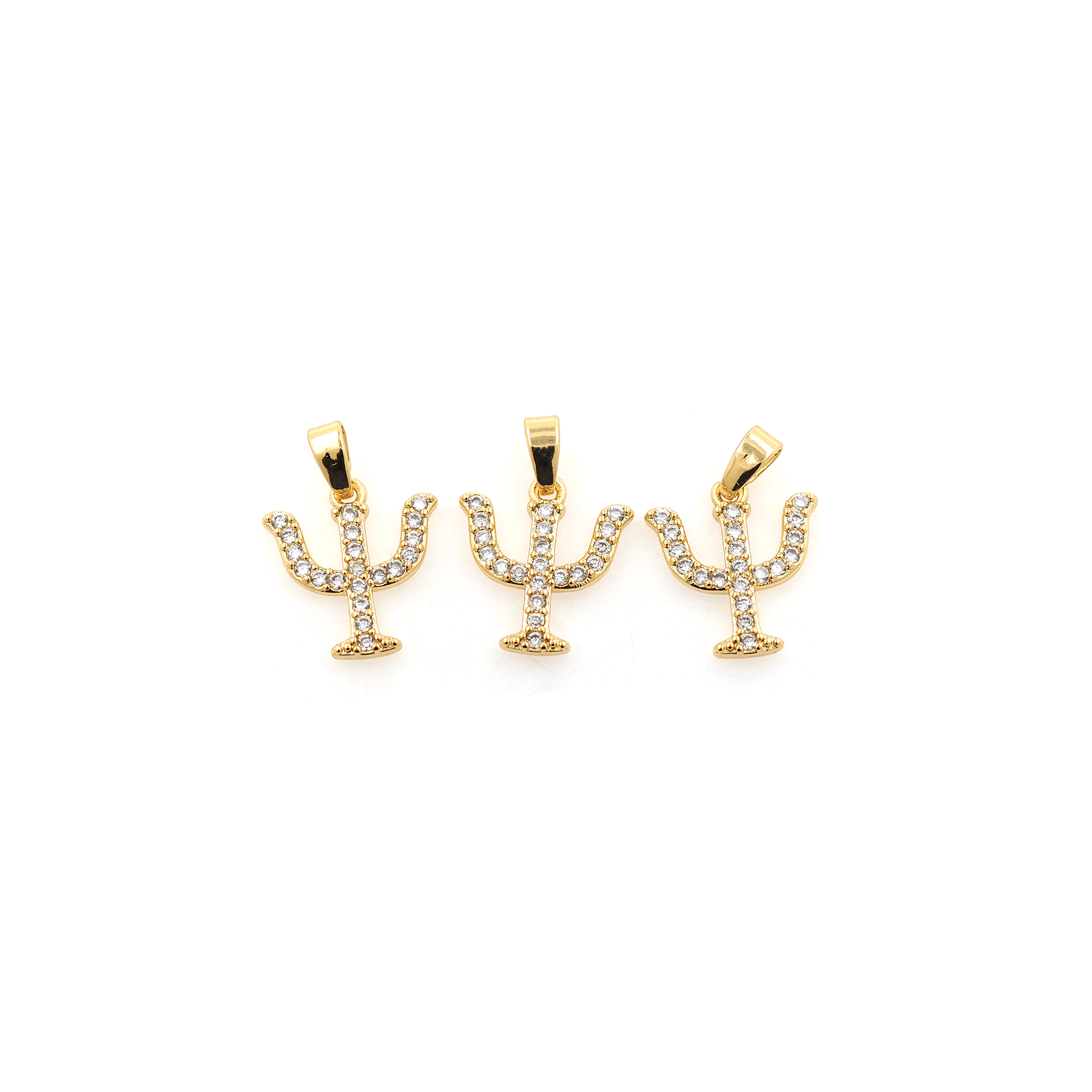 18K Gold Filled Geometric Pendant,CZ Micro Pave Geometric Charm Earrings Necklace for DIY Jewelry Making Supply