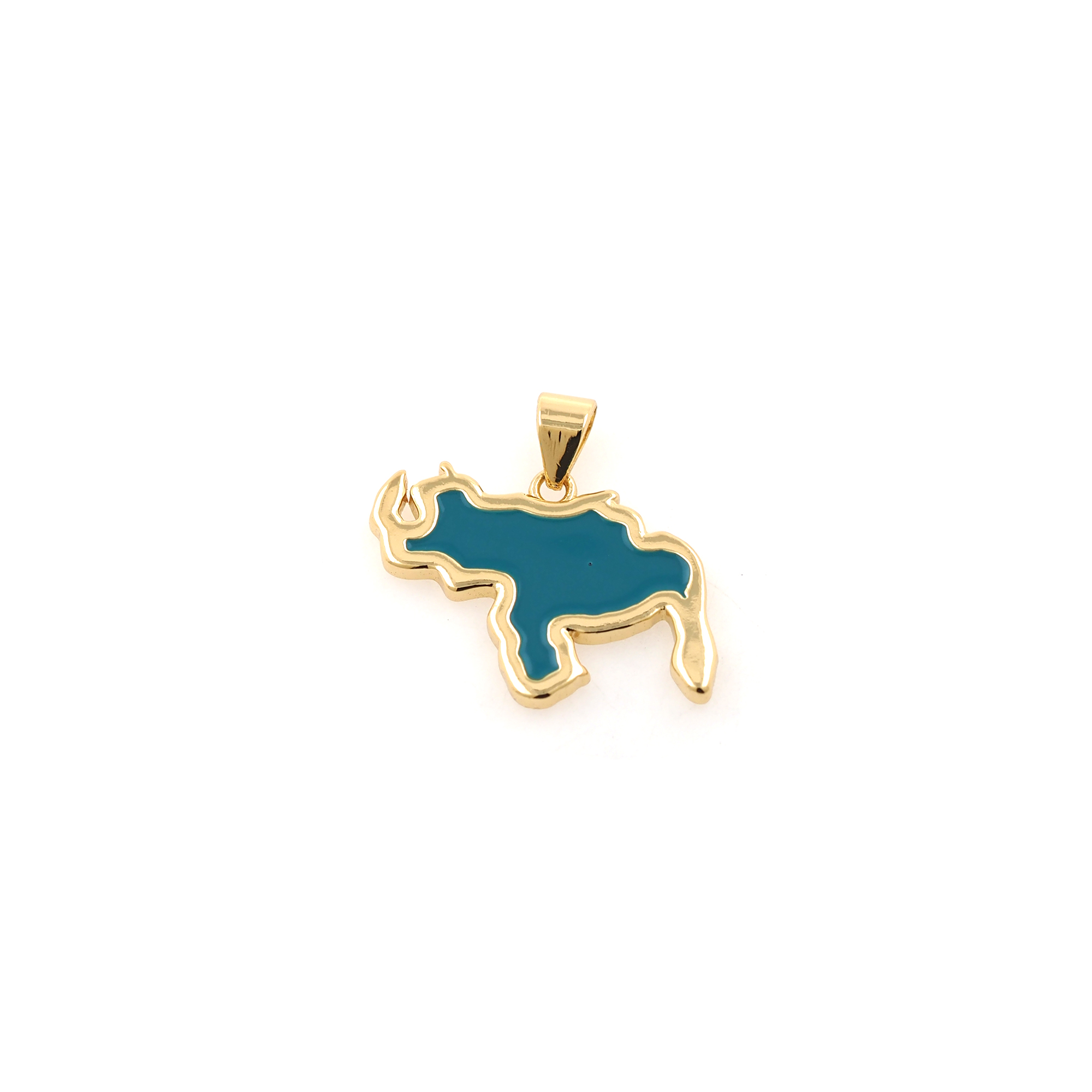18K Gold Filled Rhino Pendant,Enamel Animal Charm Earrings Necklace for DIY Jewelry Making Supply