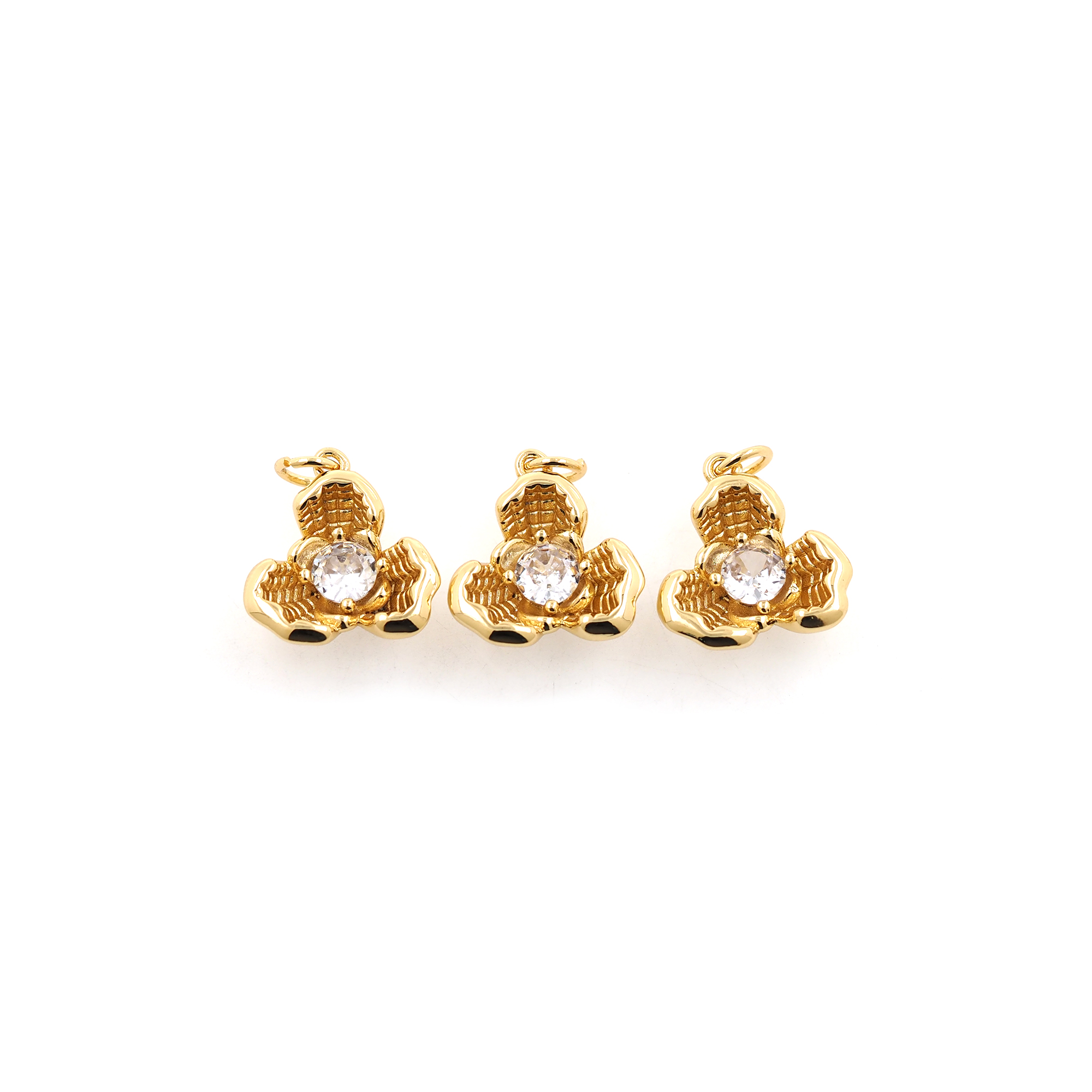 18K Gold Filled Flower Pendant,CZ Micro Pave Flower Charm Earrings Necklace for DIY Jewelry Making Supply