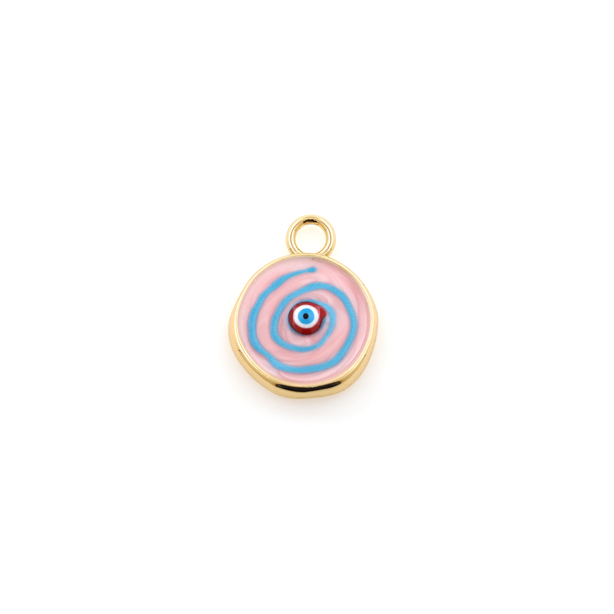18K Gold Filled Evil Eye Pendant,Enamel Evil Eye Charm Earrings Necklace for DIY Jewelry Making Supply