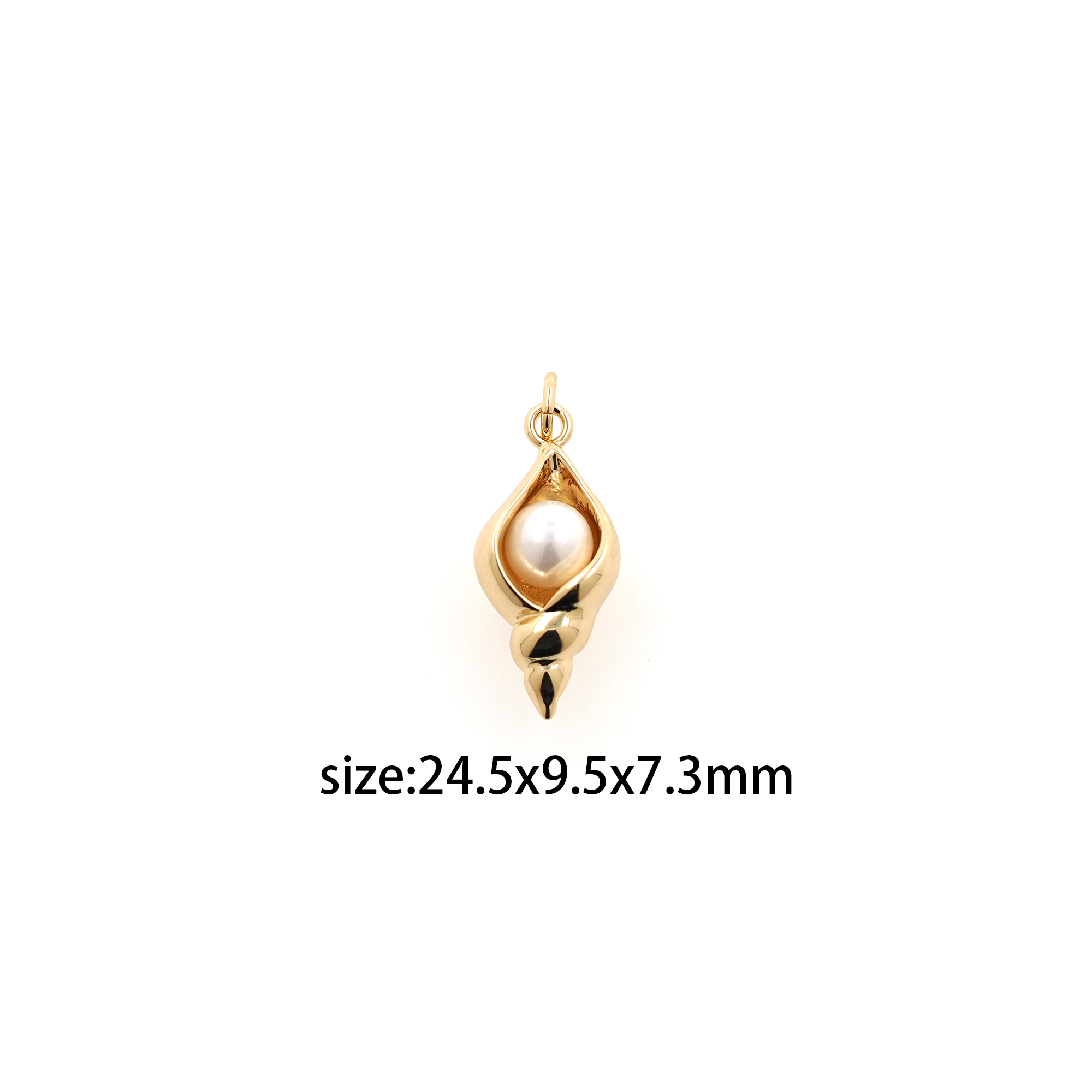 18K Gold Filled Conch Pendant,Shell Charm,Pearl Conch Earrings Necklace for DIY Jewelry Making Supply