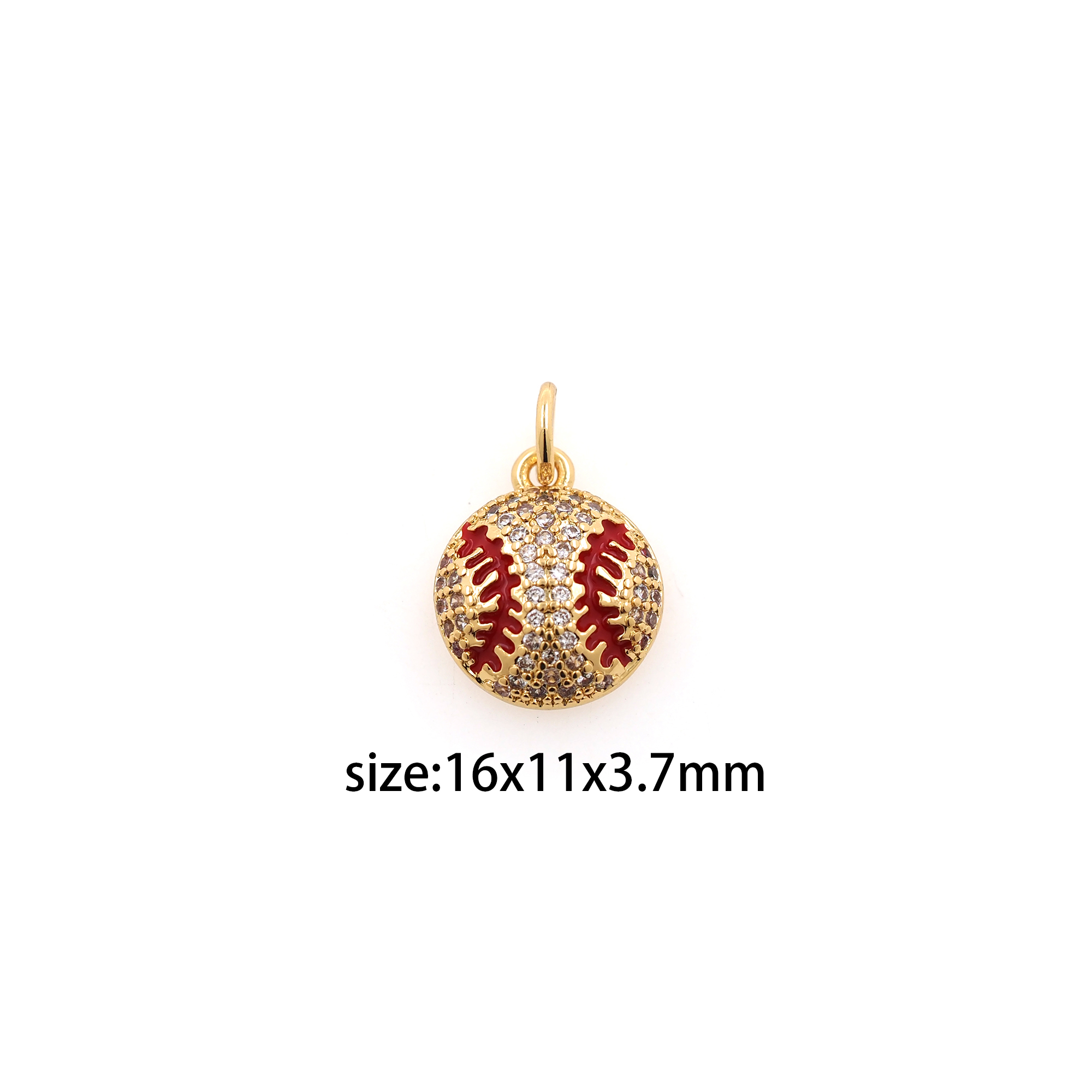 18K Gold Filled Softball Pendant,Baseball Charm,CZ Micro Pave Softball Earrings Necklace for DIY Jewelry Making Supply