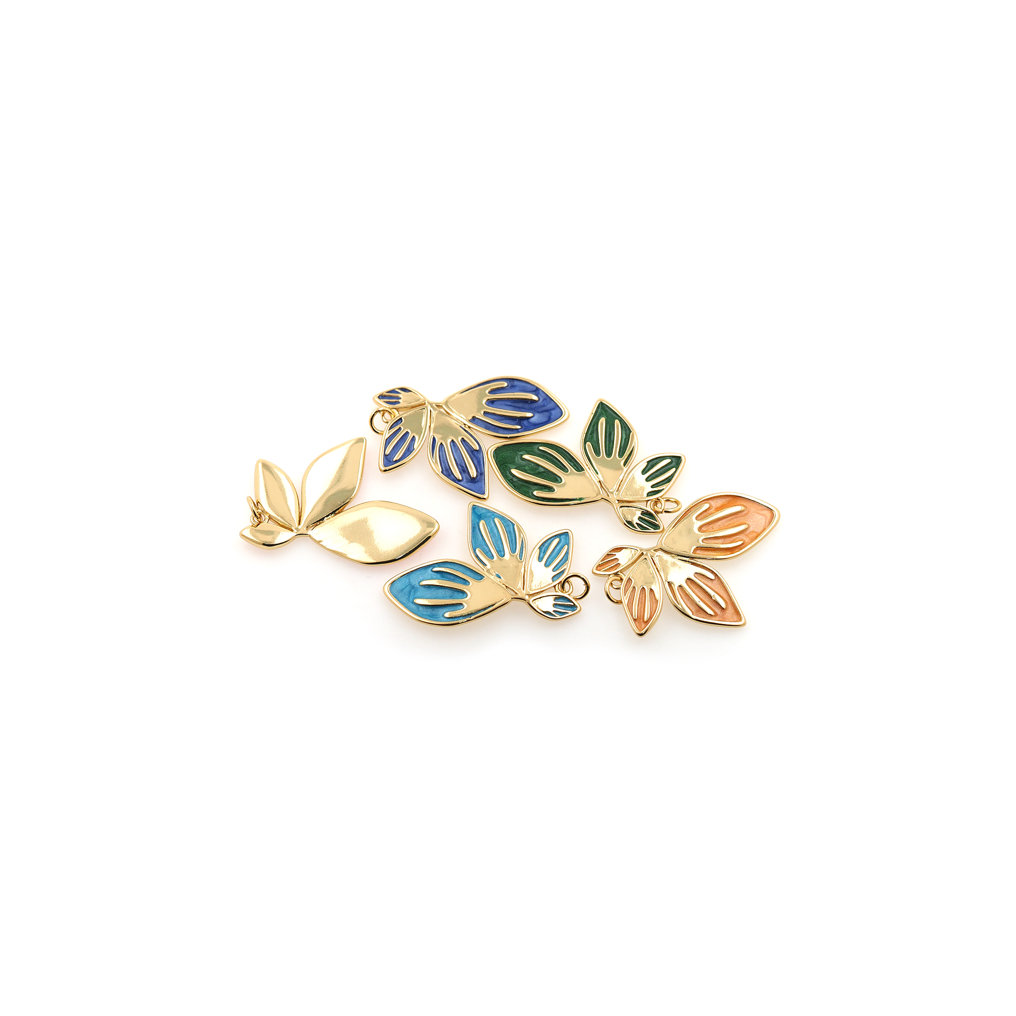 18K Gold Filled Flower Pendant,Enamel Flower Charm Earrings Necklace for DIY Jewelry Making Supply