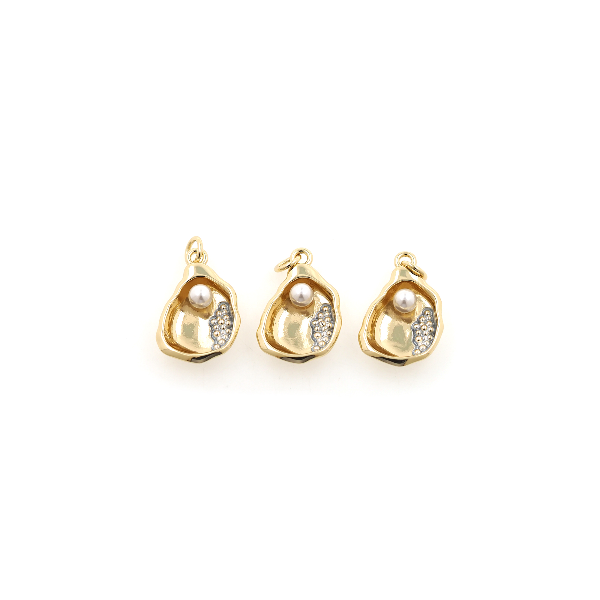 18K Gold Filled Oyster Pendant,Dainty Pearl Oyster Charm Earrings Necklace for DIY Jewelry Making Supply