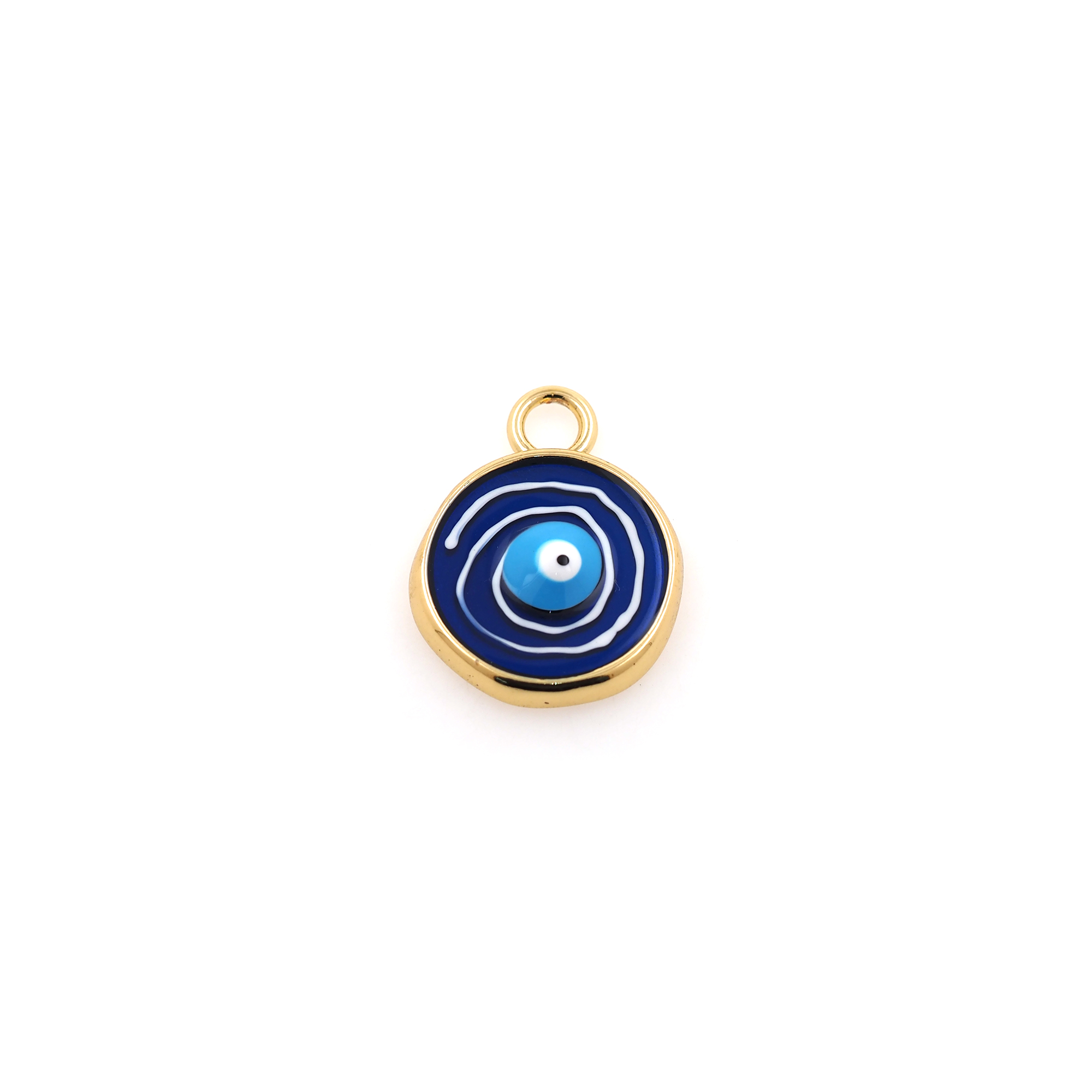 18K Gold Filled Evil Eye Pendant,Enamel Evil Eye Charm Earrings Necklace for DIY Jewelry Making Supply