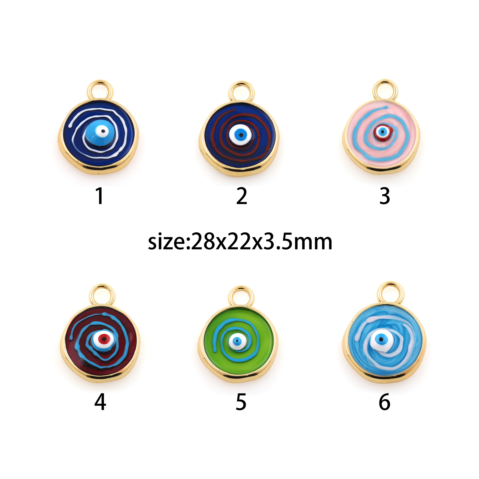 18K Gold Filled Evil Eye Pendant,Enamel Evil Eye Charm Earrings Necklace for DIY Jewelry Making Supply