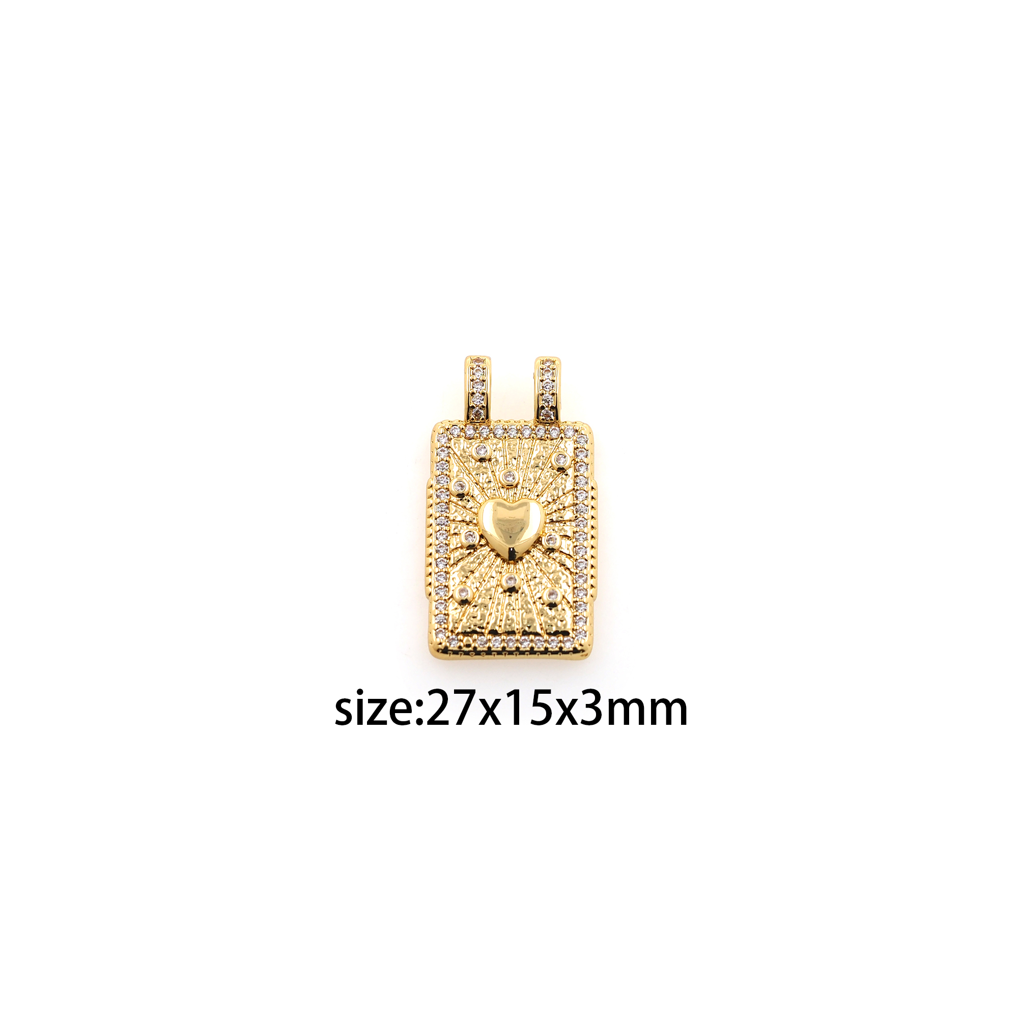 18K Gold Filled Heart Pendant,CZ Micro Pave Heart Charm Earrings Necklace for DIY Jewelry Making Supply