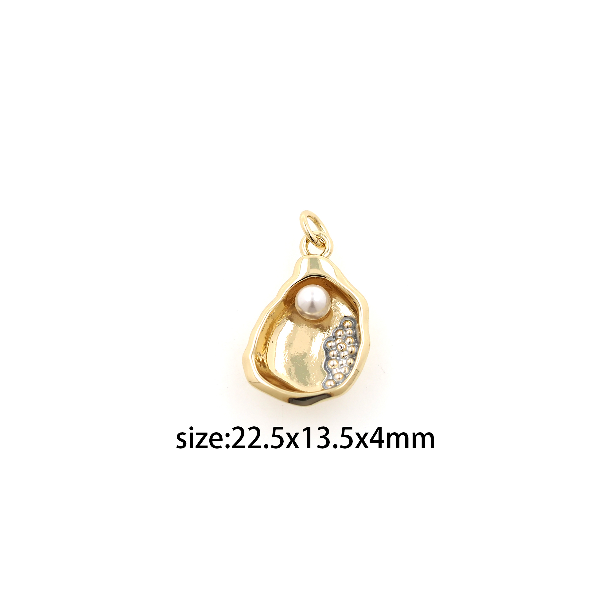 18K Gold Filled Oyster Pendant,Dainty Pearl Oyster Charm Earrings Necklace for DIY Jewelry Making Supply