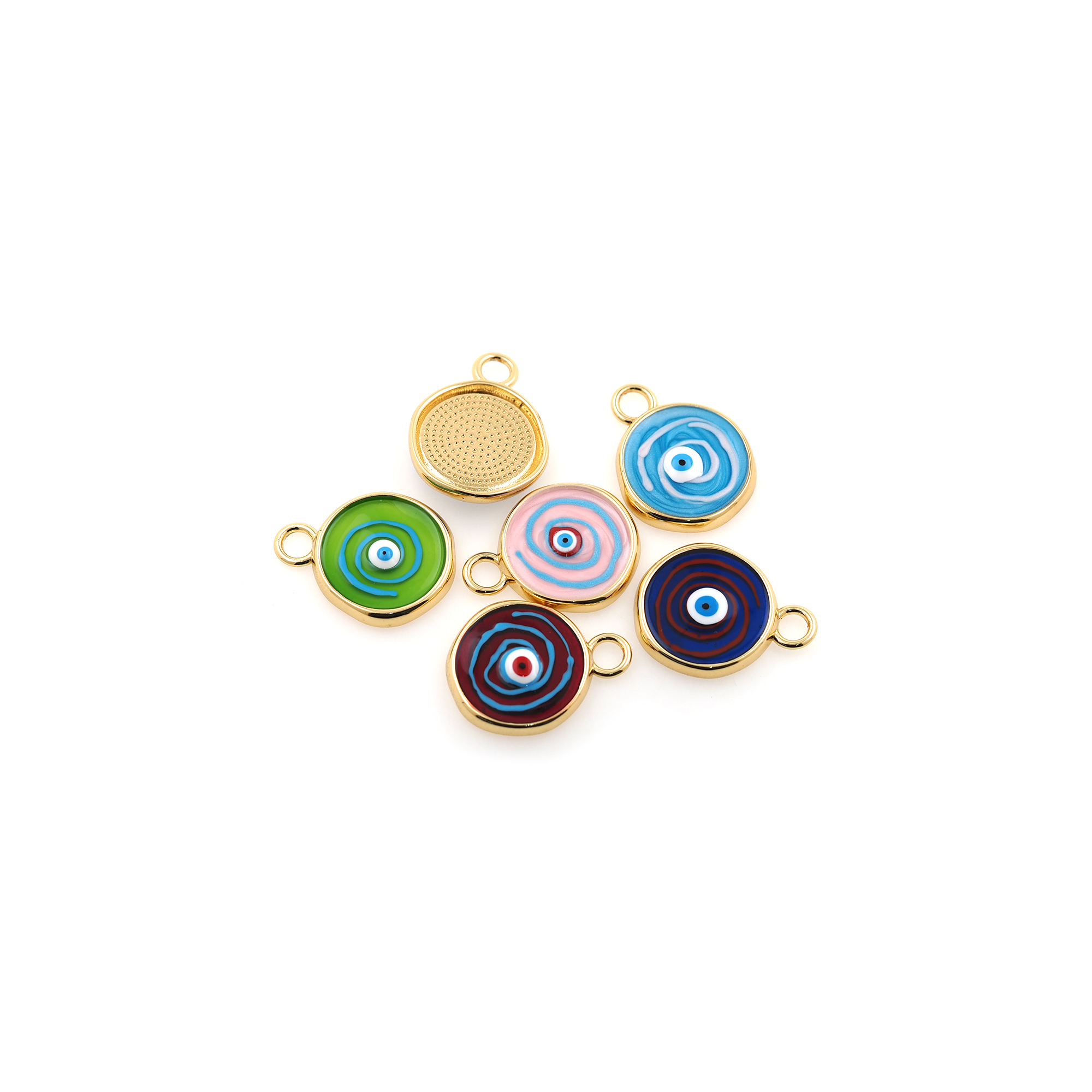 18K Gold Filled Evil Eye Pendant,Enamel Evil Eye Charm Earrings Necklace for DIY Jewelry Making Supply
