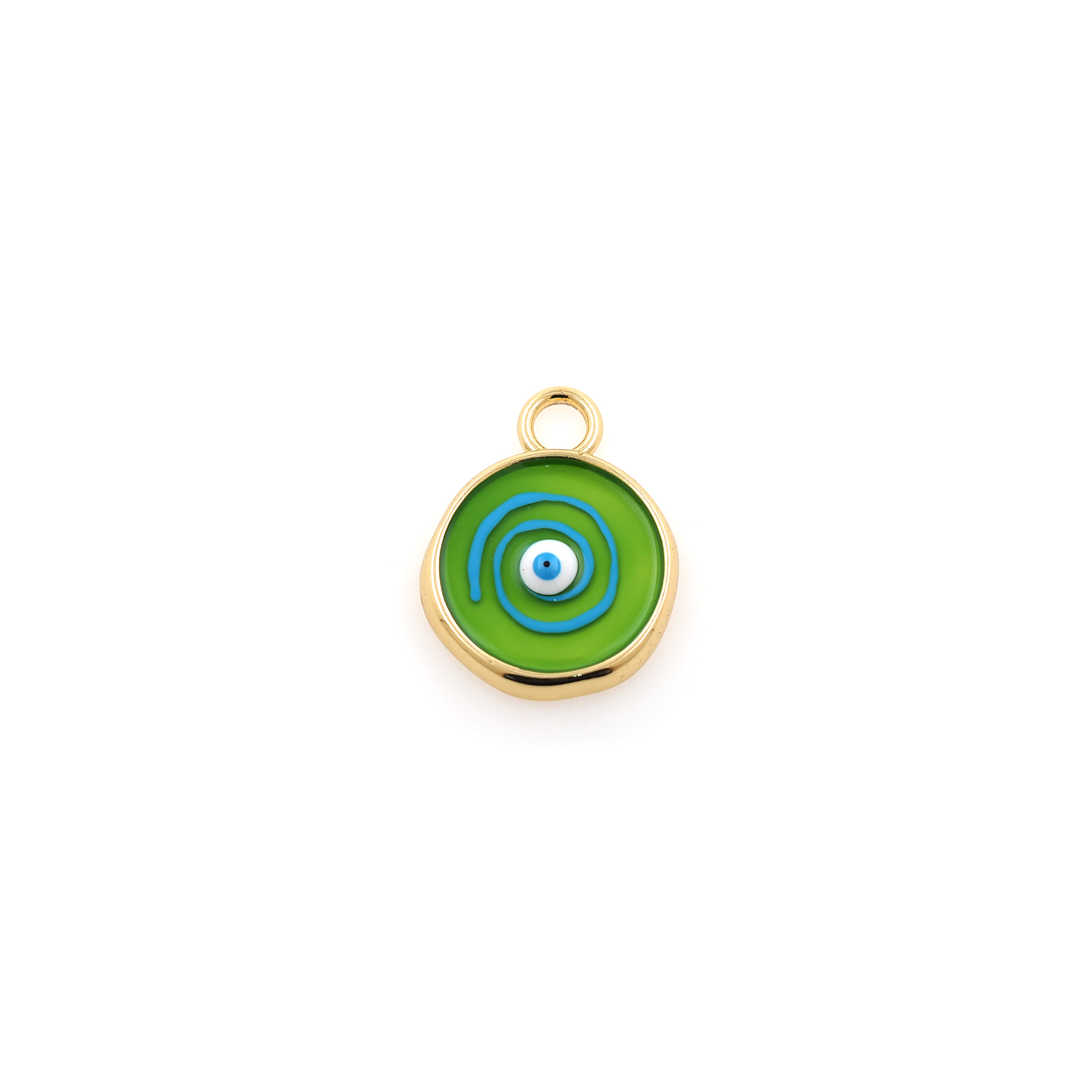 18K Gold Filled Evil Eye Pendant,Enamel Evil Eye Charm Earrings Necklace for DIY Jewelry Making Supply