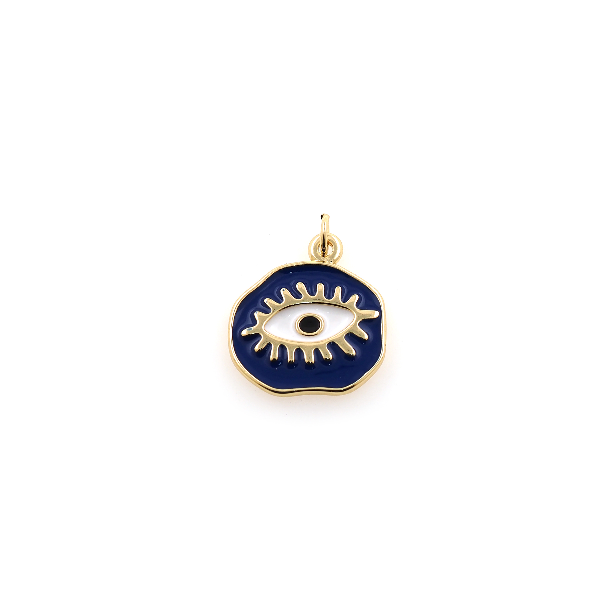 18K Gold Filled Evil Eye Pendant,Enamel Evil Eye Charm Earrings Necklace for DIY Jewelry Making Supply