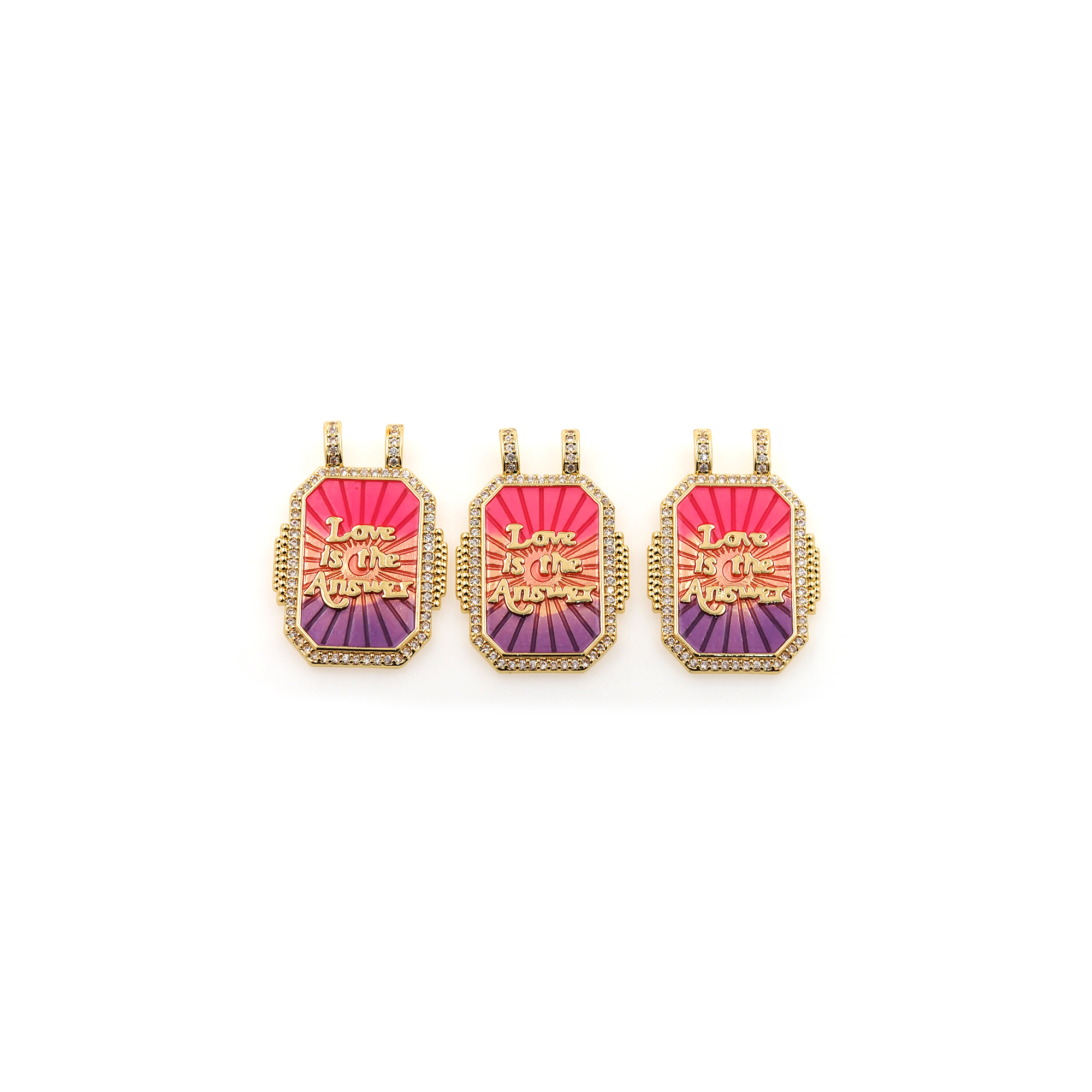 18K Gold Filled Love Pendant,Enamel Love Charm Earrings Necklace for DIY Jewelry Making Supply