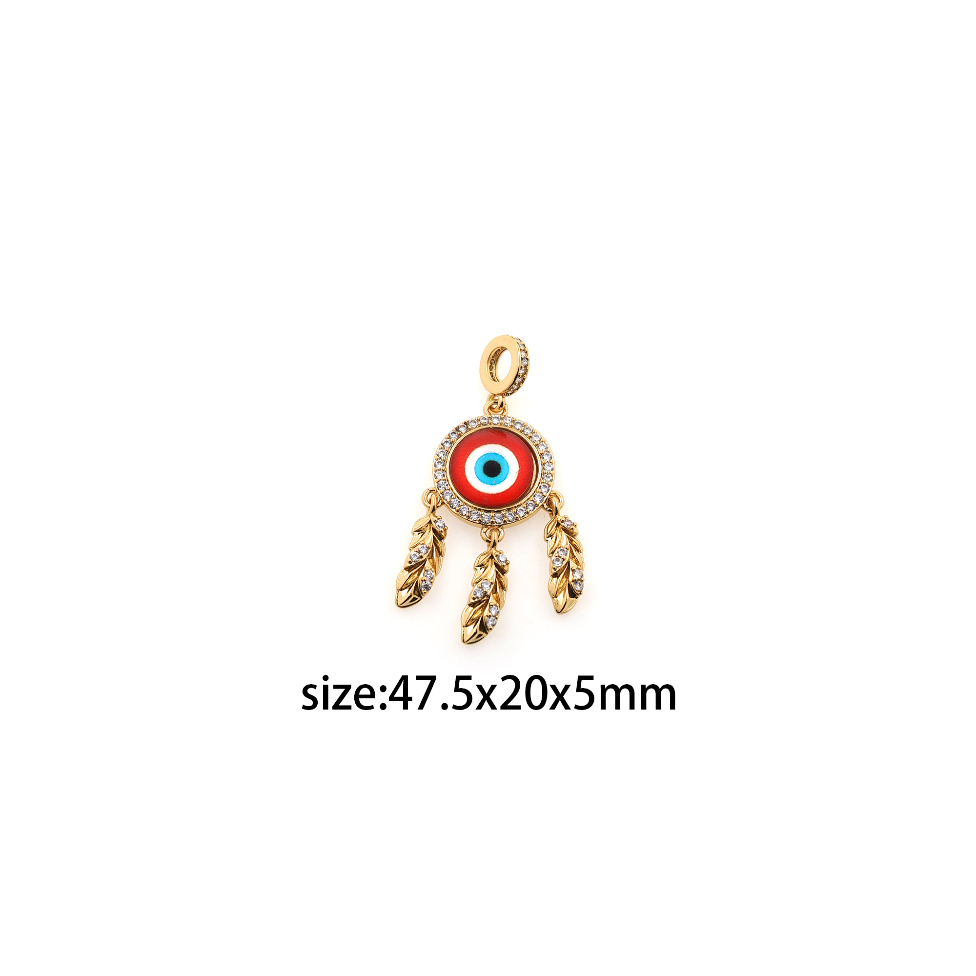 18K Gold Filled Evil Eye Pendant,CZ Micro Pave Evil Eye Charm Earrings Necklace for DIY Jewelry Making Supply