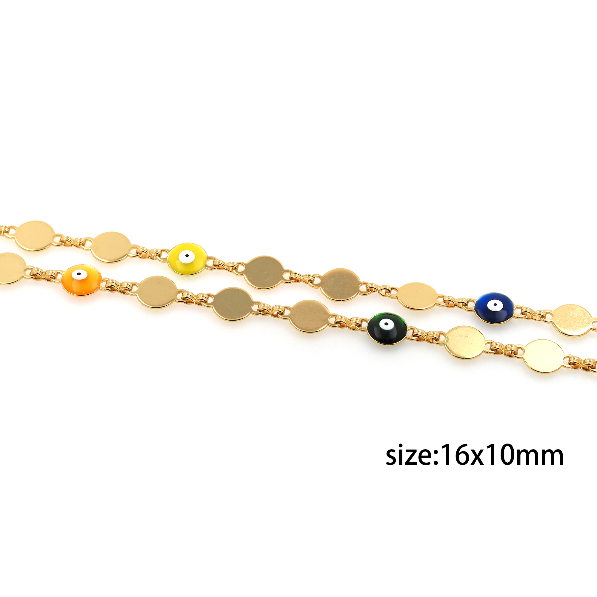 18K Gold Filled Evil Eye Chain Necklace,Dainty Link Chain,Gold Disc Chain Necklace for Women DIY Jewelry Making Supply
