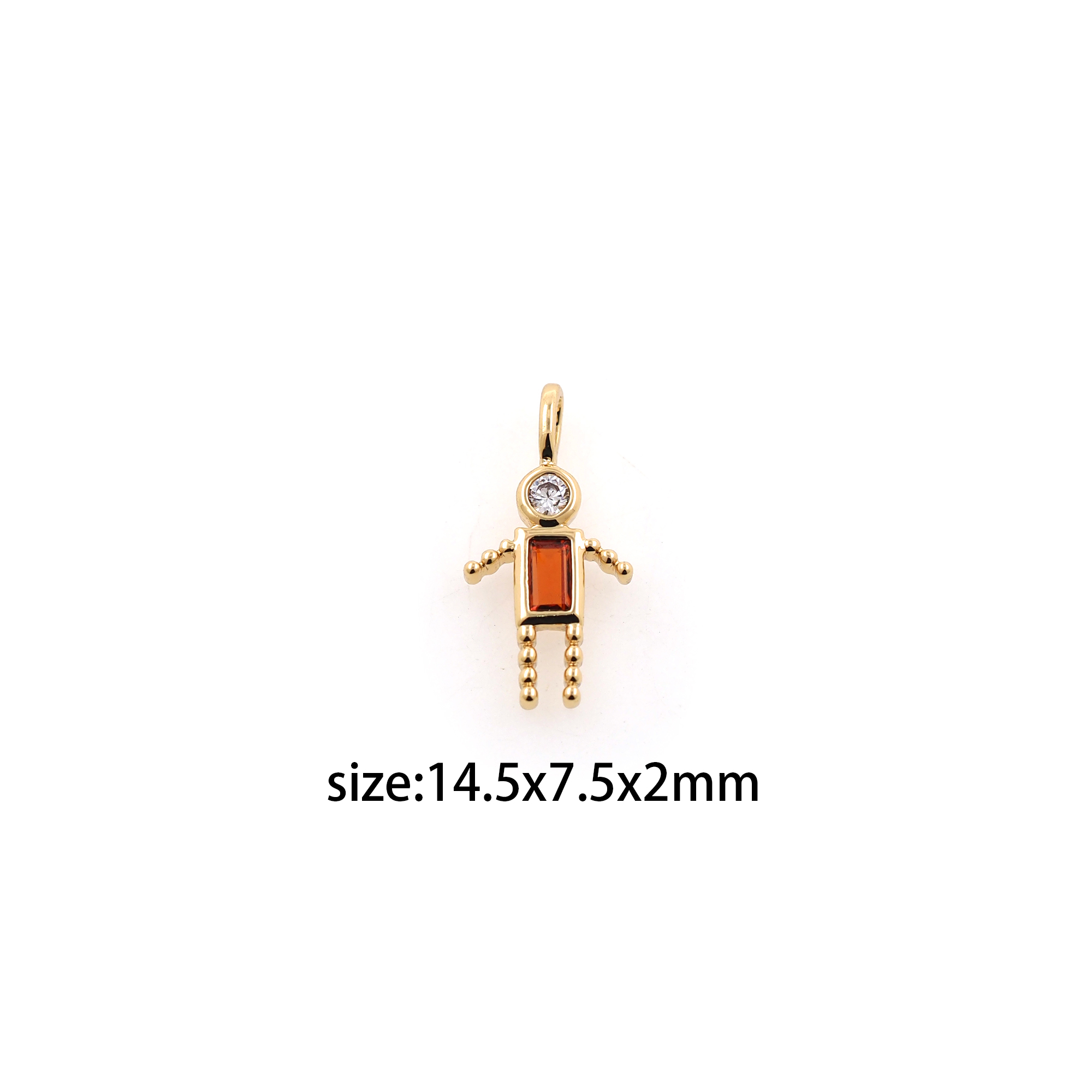 18K Gold Filled Boy Pendant,Birthstone Charm,CZ Micro Pave Boy Earrings Necklace for DIY Jewelry Making Supply