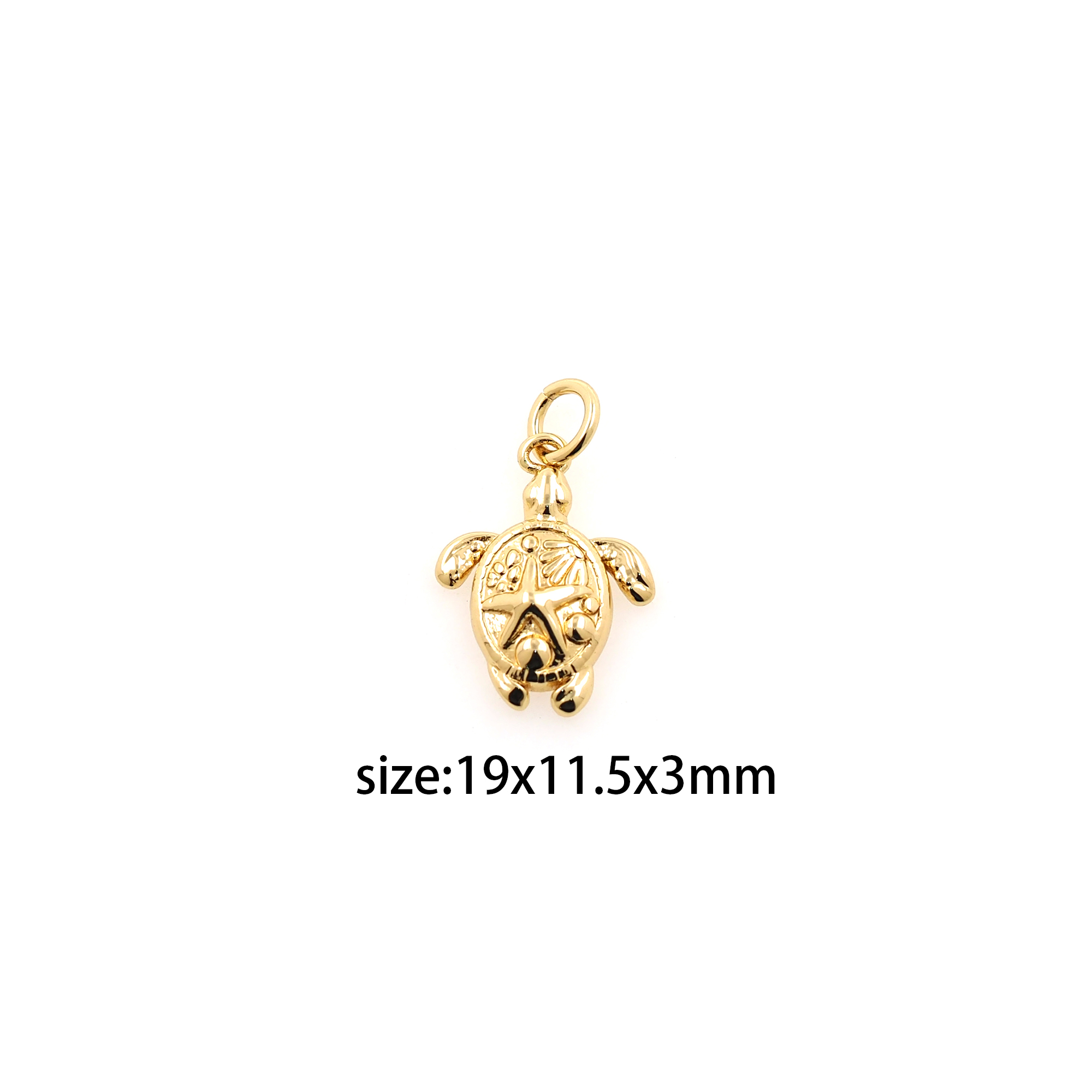 18K Gold Filled Turtle Pendant,Dainty Turtle Charm Earrings Necklace for DIY Jewelry Making Supply