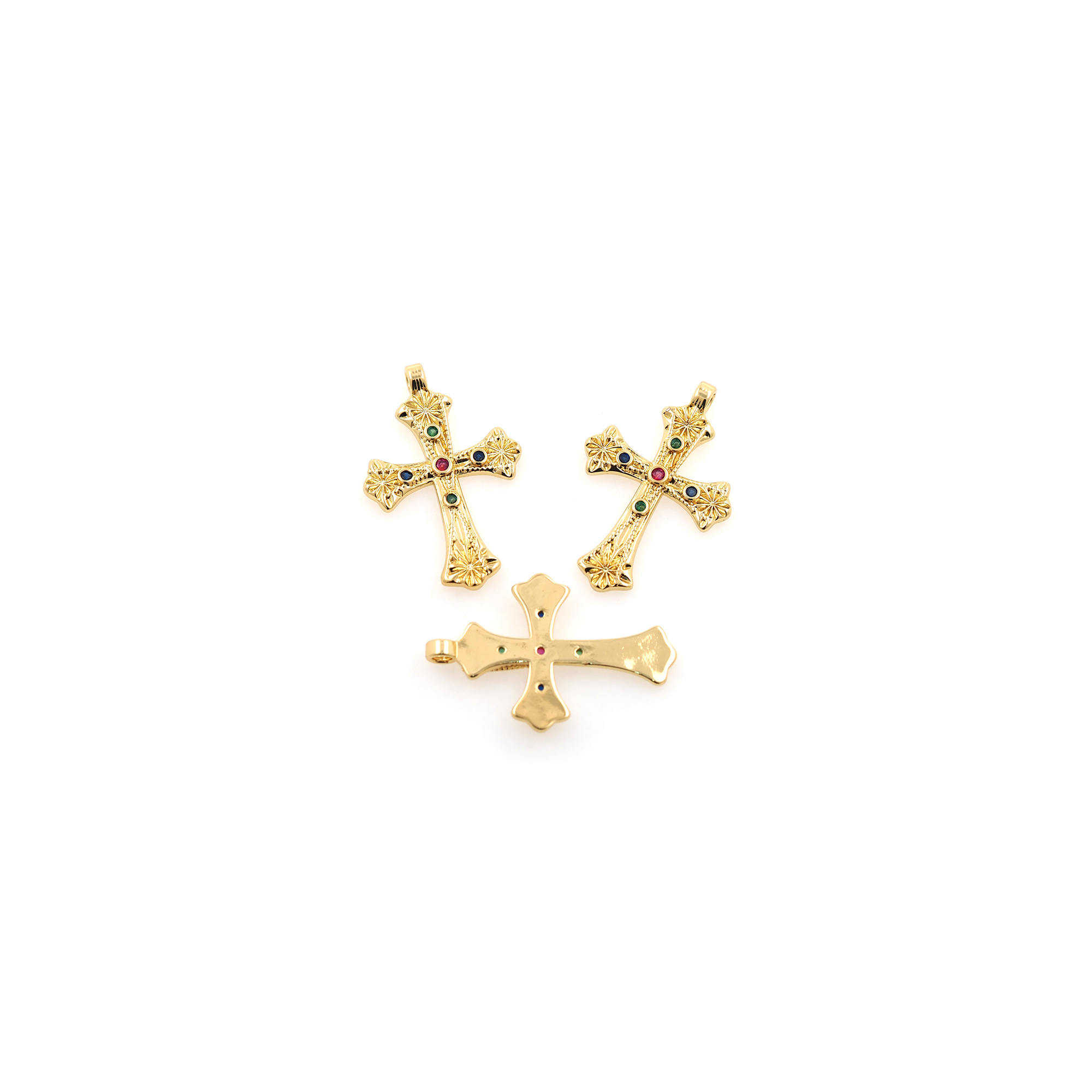 18K Gold Filled Cross Pendant,CZ Micro Pave Cross Charm Earrings Necklace for DIY Jewelry Making Supply