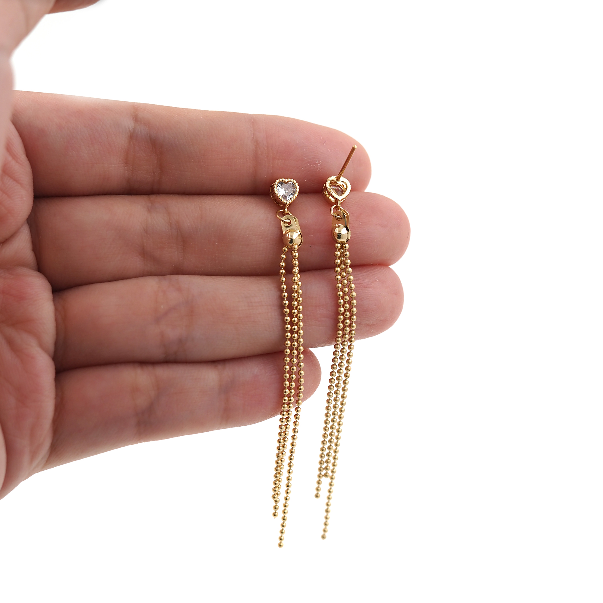 18K Gold Filled Fringe Stud Earrings,Tassel Stud,Dainty Earrings,Minimalist Earring,Gift for Wife