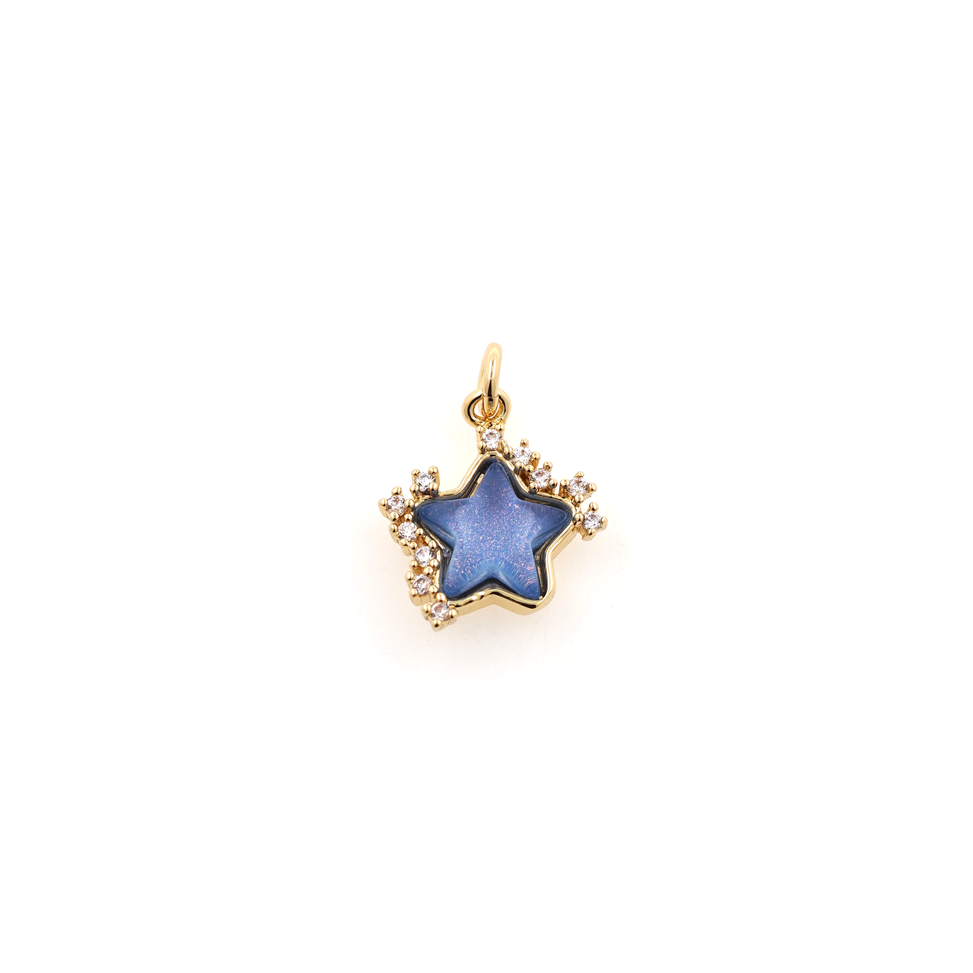 18K Gold Filled Star Pendant,CZ Micro Pave Celestial Charm Earrings Necklace for DIY Jewelry Making Supply